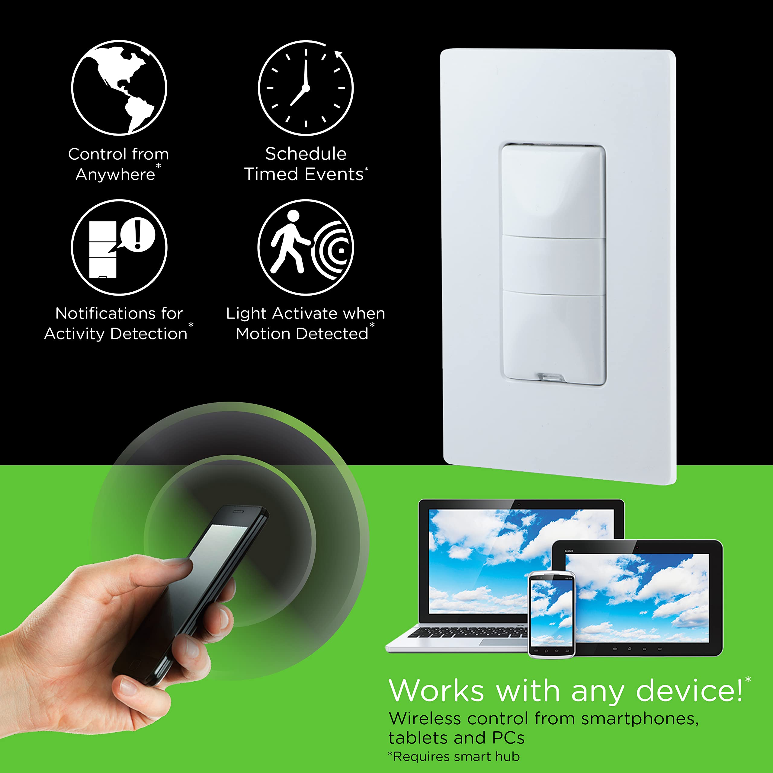 Enbrighten Z-Wave Smart Motion Sensor Light Indoor, On/Off, Vacancy/Occupancy Sensor, Includes White & Almond, Zwave Hub Required, Works with SmartThings, Wink, & Alexa, Smart Light Switch, 26931 - Image 5