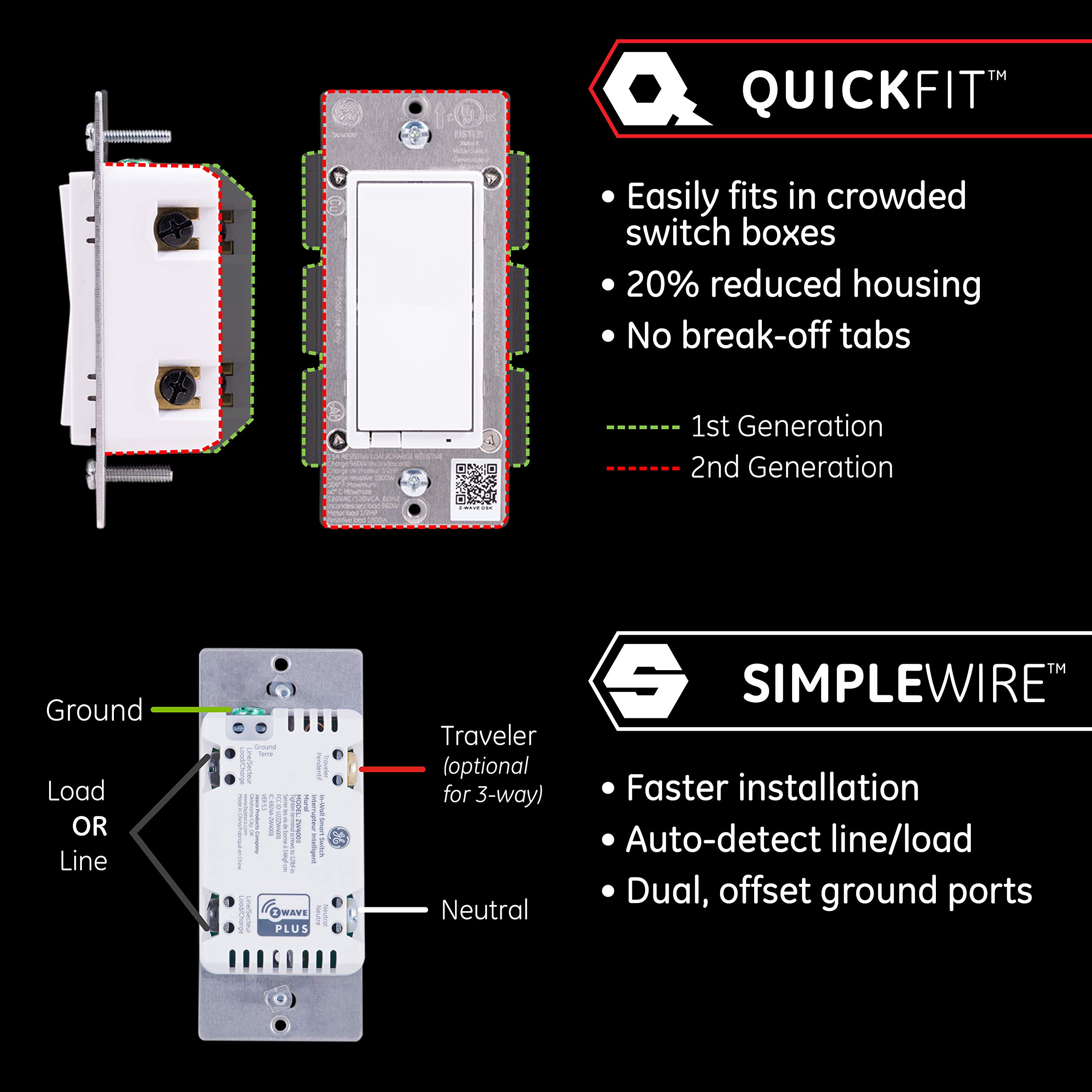 Enbrighten Z-Wave Smart Rocker Light Switch with QuickFit and SimpleWire, 3-Way Ready, Works with Alexa, Google Assistant, ZWave Hub Required, Repeater/Range Extender, White & Light Almond, 46201 - Image 3