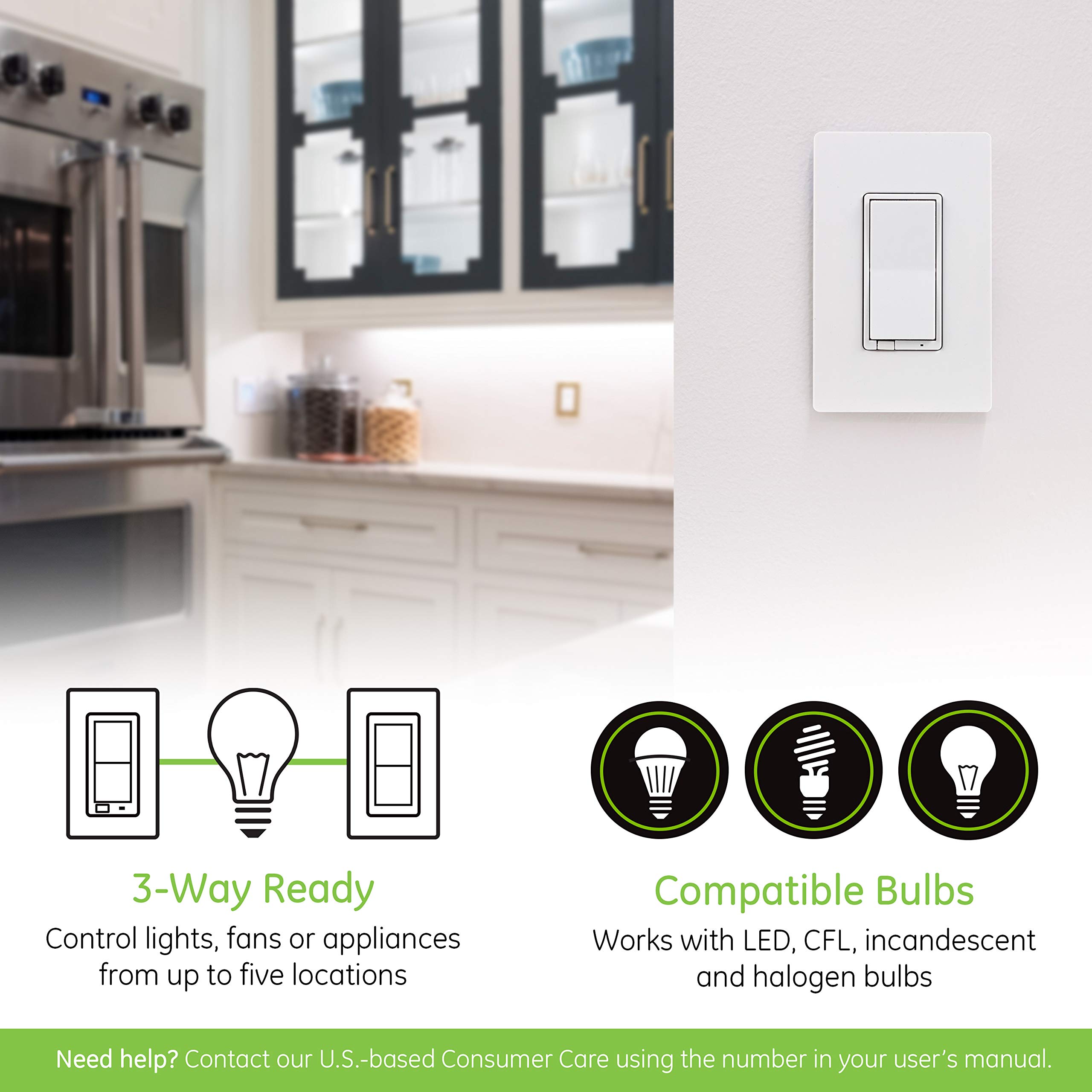 Enbrighten Z-Wave Smart Rocker Light Switch with QuickFit and SimpleWire, 3-Way Ready, Works with Alexa, Google Assistant, ZWave Hub Required, Repeater/Range Extender, White & Light Almond, 46201 - Image 4