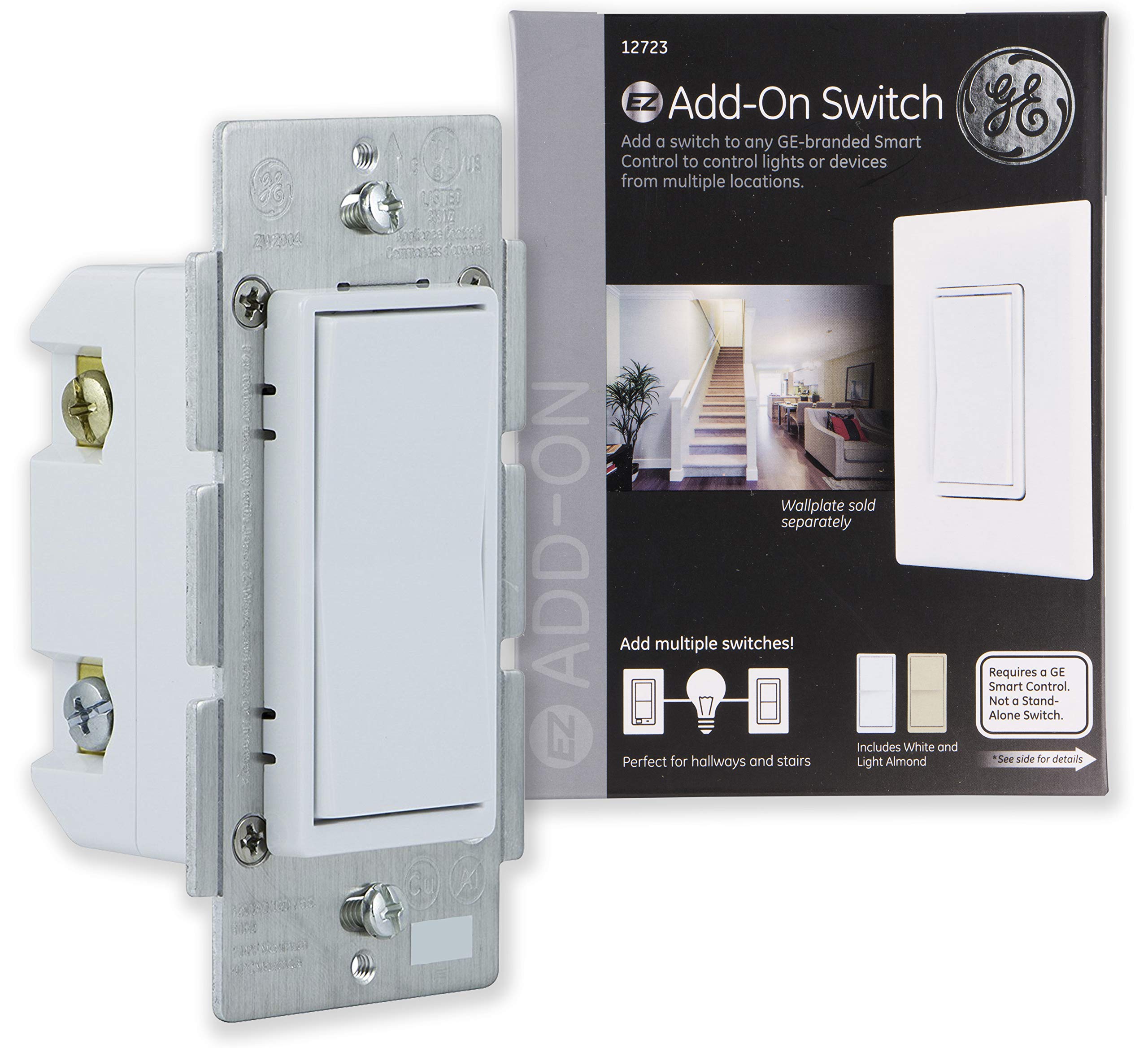 GE 12723 Enbrighten Add Z-Wave Zigbee Smart Lighting Controls, Works with Alexa, Google Assistant, SmartThings NOT A STANDALONE SWITCH, White & Light Almond - Image 5