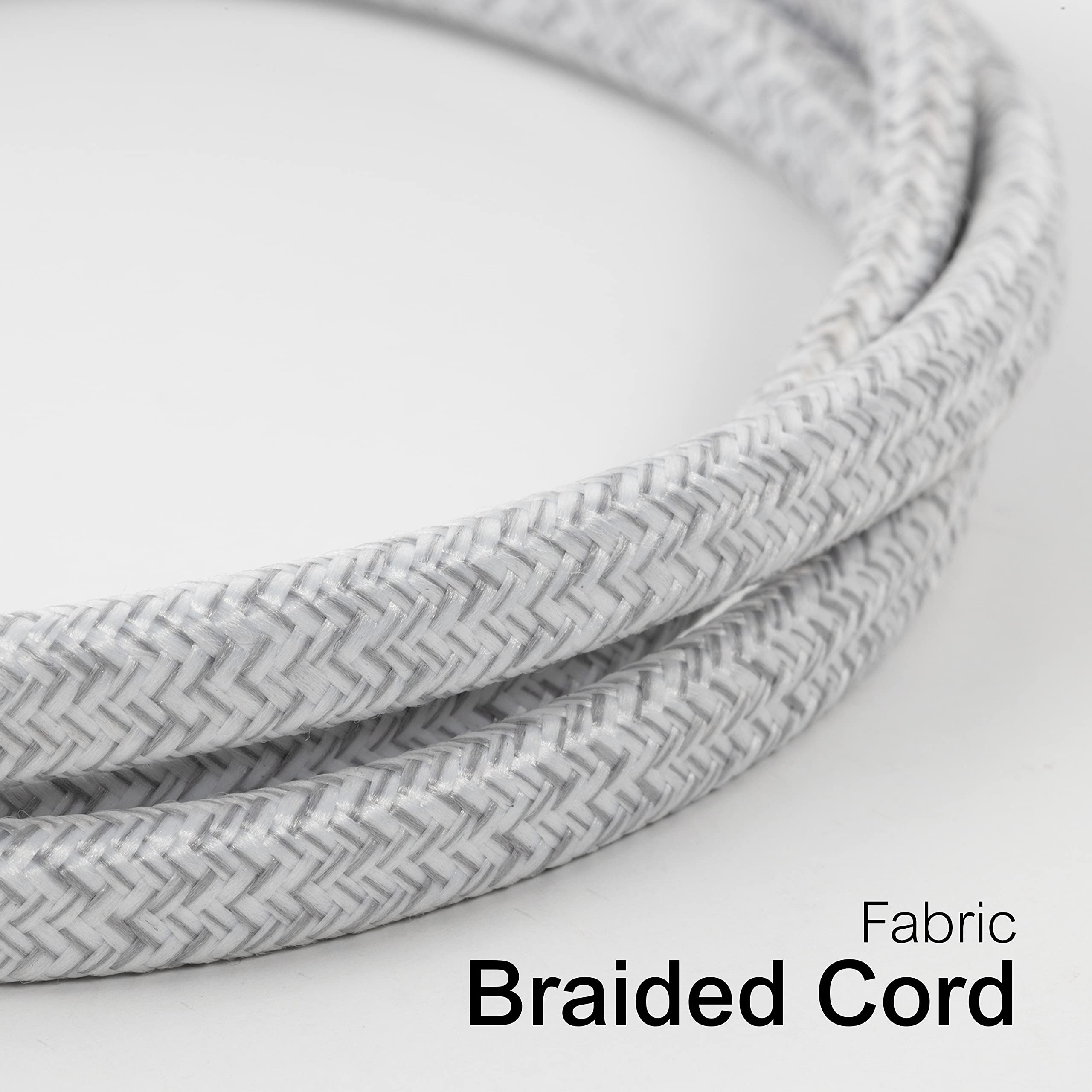 GE 12Ft Twin Extension Cord, Dual 6 Ft Cords, 6 Total Outlet Flat Plug Extension Cord, Extension Cord with Multiple Outlets, 2 Prong Extension Cord, Safe Long Extension Cord, Braided, White, 69342 - Image 4