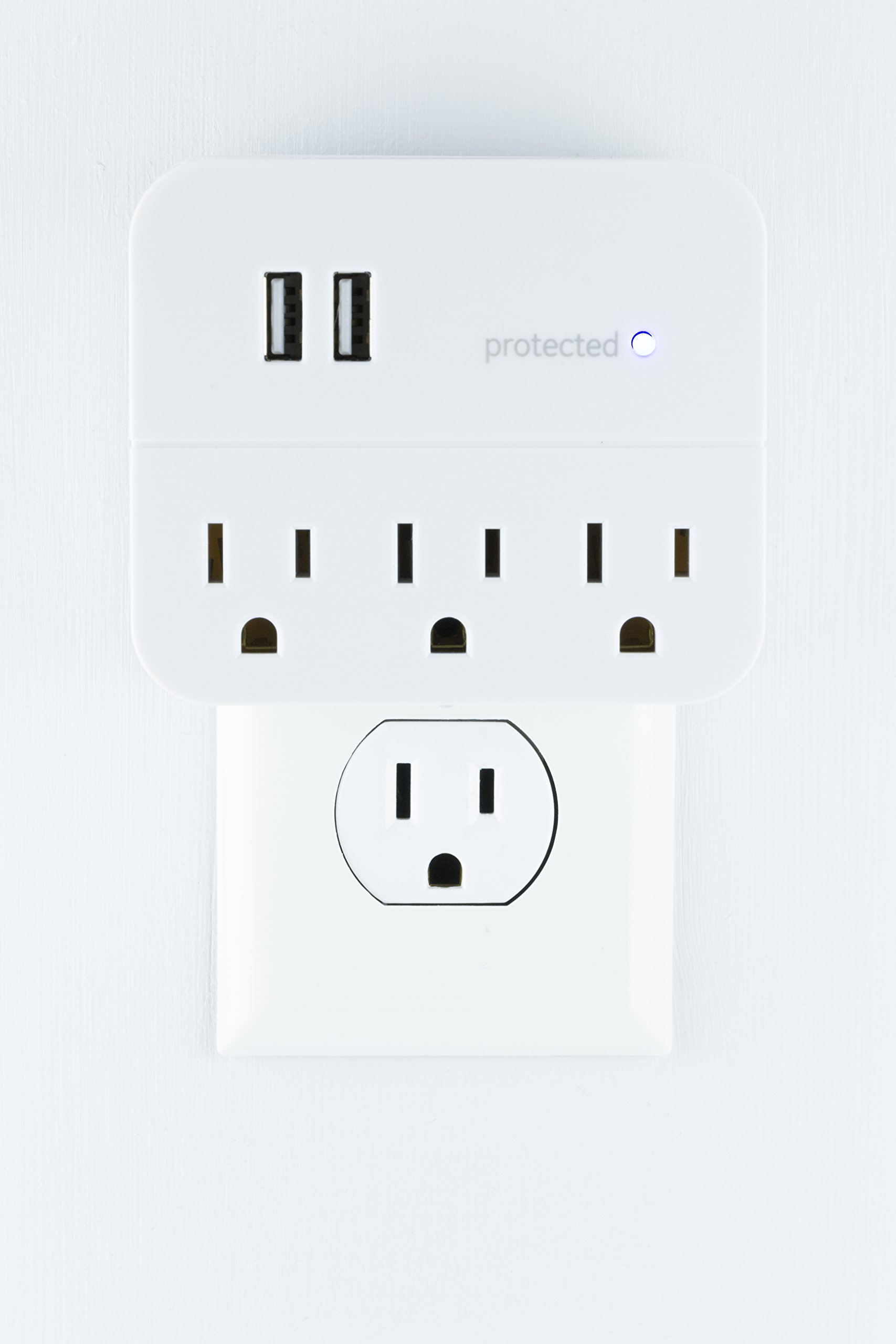 GE 14512 Surge Tap, 3 Outlets, 450J, USB, 2 Ports, 1.0A, White - Image 2
