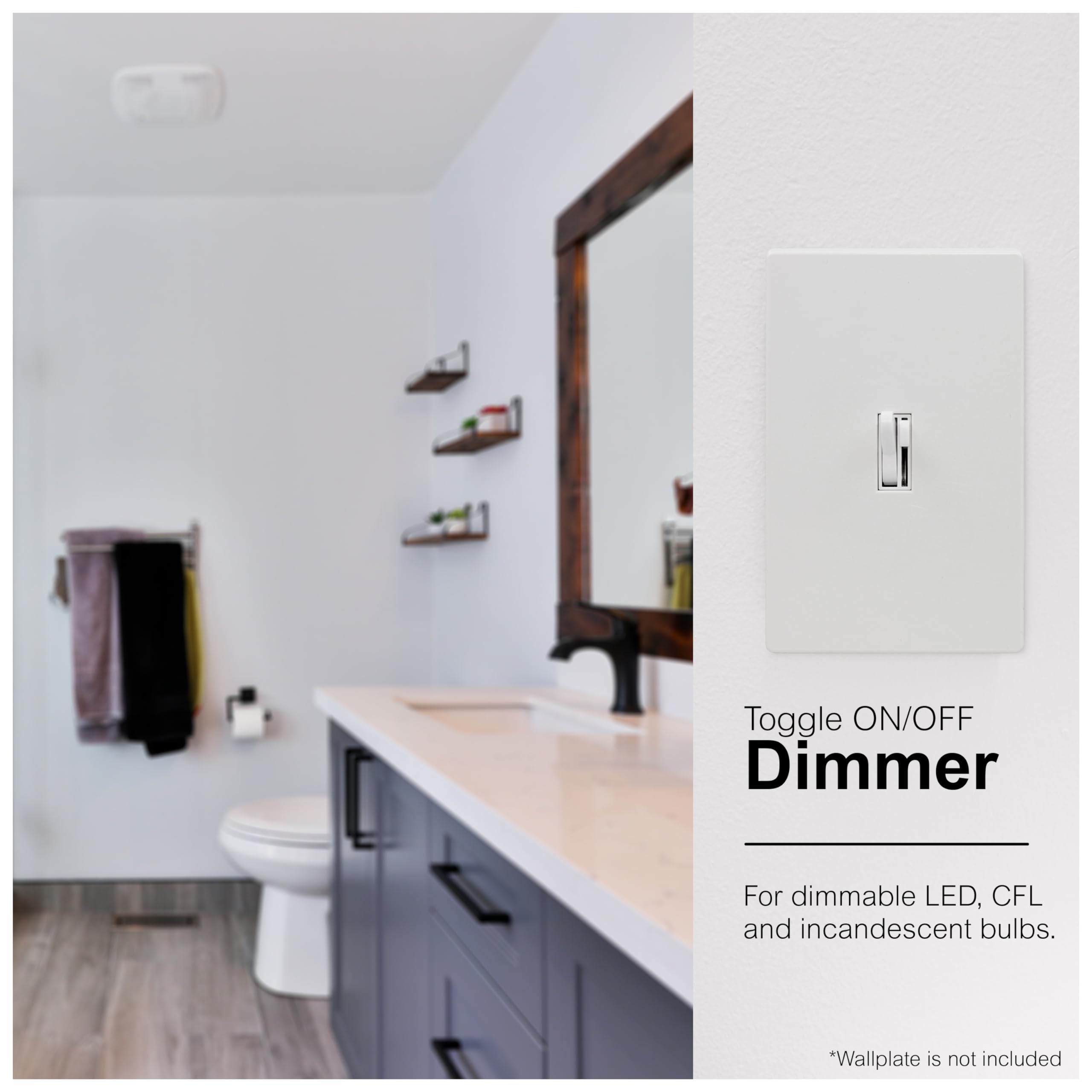GE 18025 Dimmer, Toggle On/Off, White - Image 6