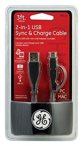 GE 2 in 1 USB A to Micro USB Cable, 15W 3 Ft Micro USB Charger, Android Phone Cable for Samsung Galaxy S7, Edge, S6, S5, Kindle, Mini Micro USB Charging Cable Adapter, Cell Phone Charger 34709 - Image 2