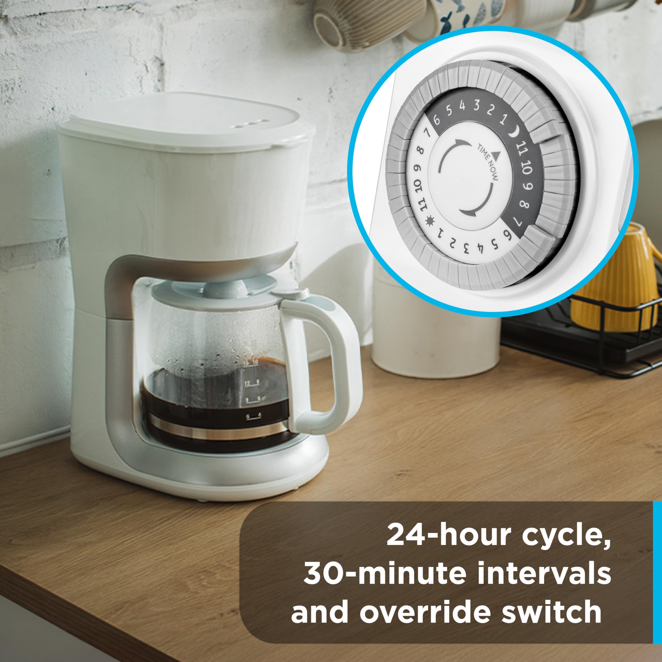 GE 24‑Hour Mechanical Outlet Timer Switch, Dual Grounded Plug‑in Control for Indoor Lighting, Lamps, Christmas Trees, Fans and Small Appliances (1 Pack), 15075 - Image 3