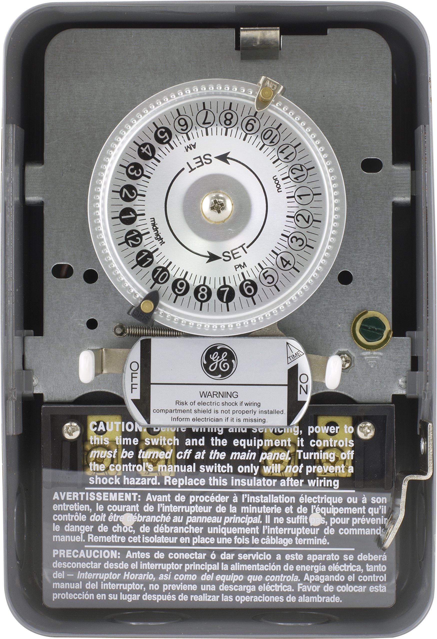 GE 24-Hour Mechanical Water Heater Timer Switch, 5HP 40A Load Capacity Timer for Water Heater, Indoor NEMA 1-Rated Box Timer, 240 VAC Water Heater Timer Replacement, Tamper Resistant Metal, 15328 - Image 4