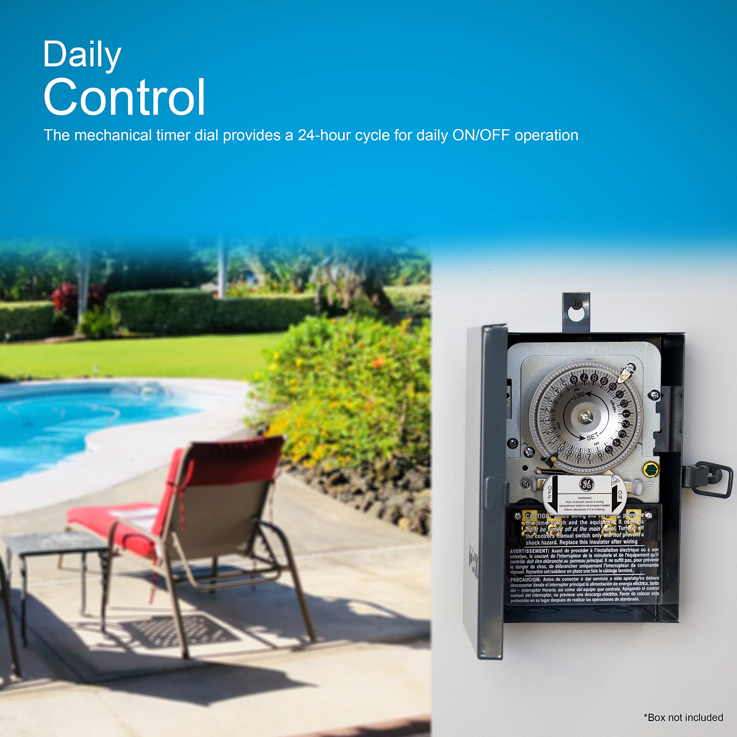 GE 240VAC Replacement Mechanical Time Switch, Additional Adapters Included, Box Not Included, ON/Off, 24-Hour Cycle, Ideal for Fans, Pool Pumps, Water Heaters, Air, & Heating, 48781 - Image 6
