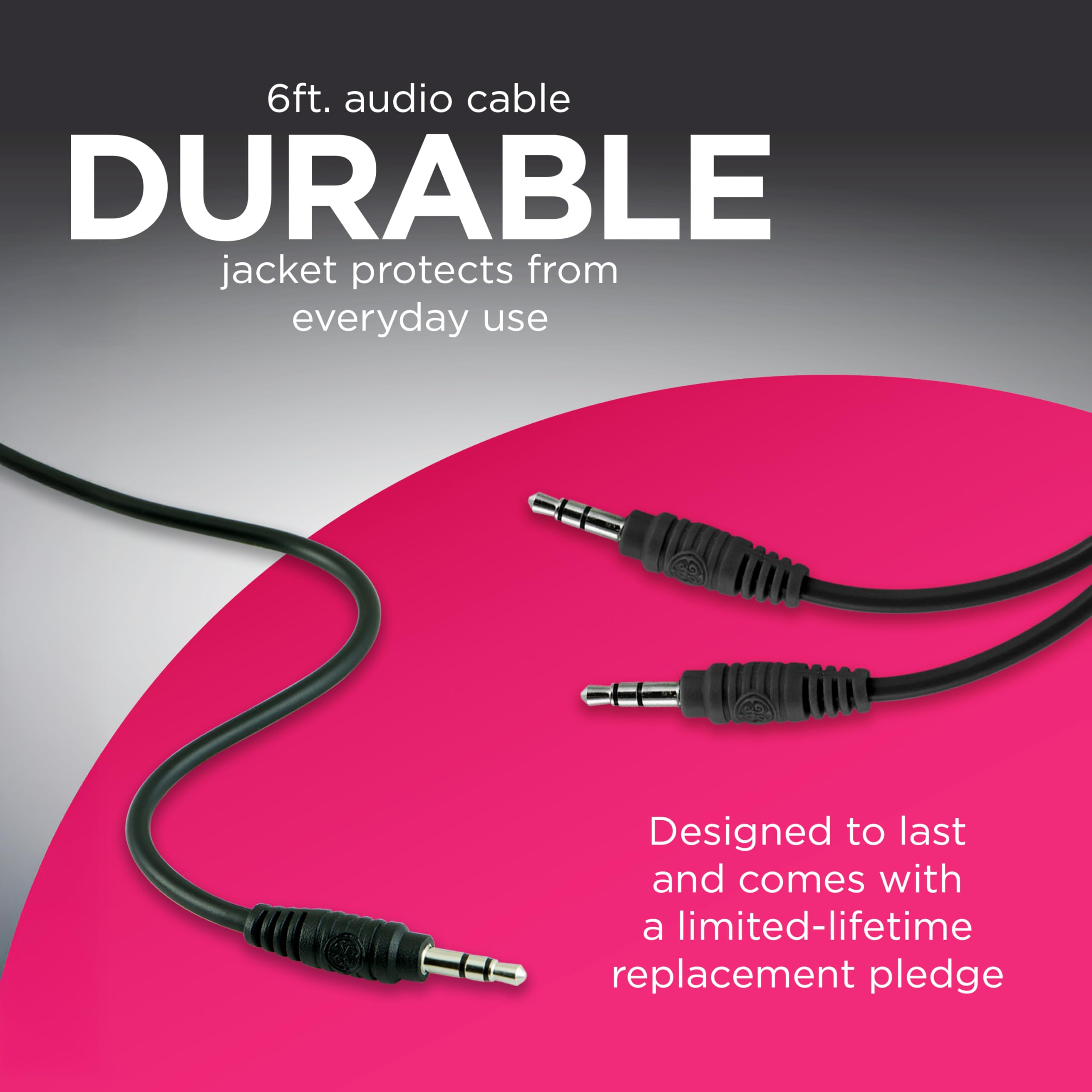GE 3.5mm Auxiliary Audio Cable 6ft, Black, 33572 - Image 2