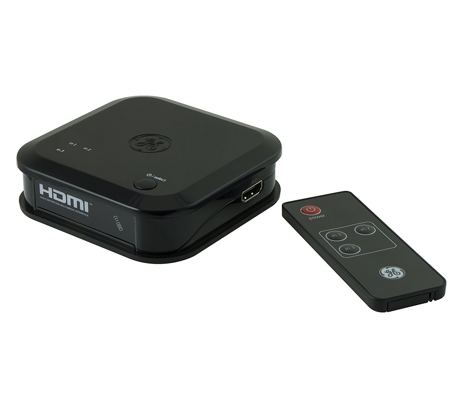 GE 3 Device HDMI Switch, Use with 4K TV Smart TV Roku Xbox PS3 PS4 Fire Stick DVD Blu Ray Fire TV Apple TV HDTV Cable Box PC, Wireless Remote, 4K 1080p 30 FPS, Ultra HD, HDCP 1.4, Black, 31046