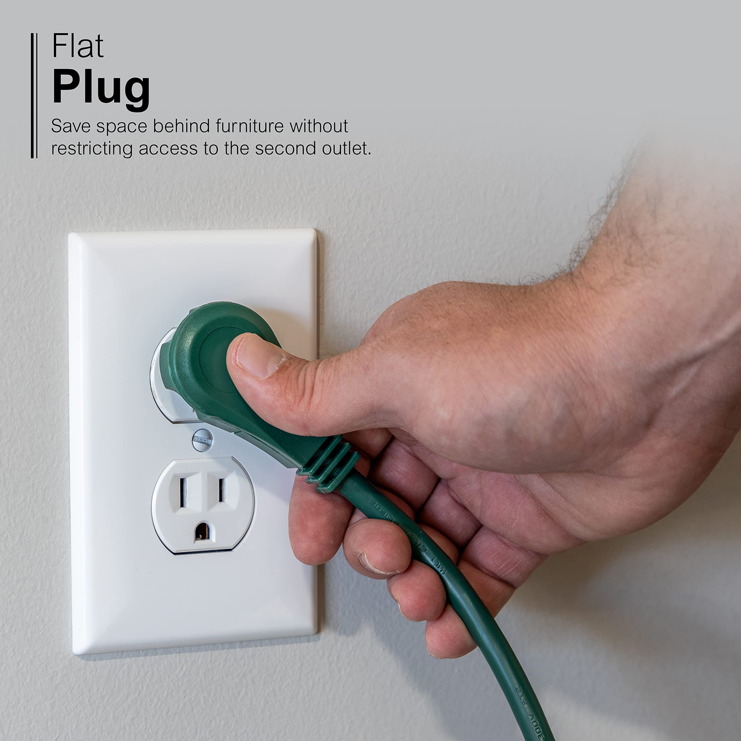 GE 3-Outlеt Flat Εxtension Ϲord 25 Ft Grounded Εxtension Ϲord with Multiple Outlеts 3 Prong Outlеt Extender Flat Plug Power Strip Indoor Εxtension Ϲord 16 Gauge UL Listed Green 70854 - Image 4