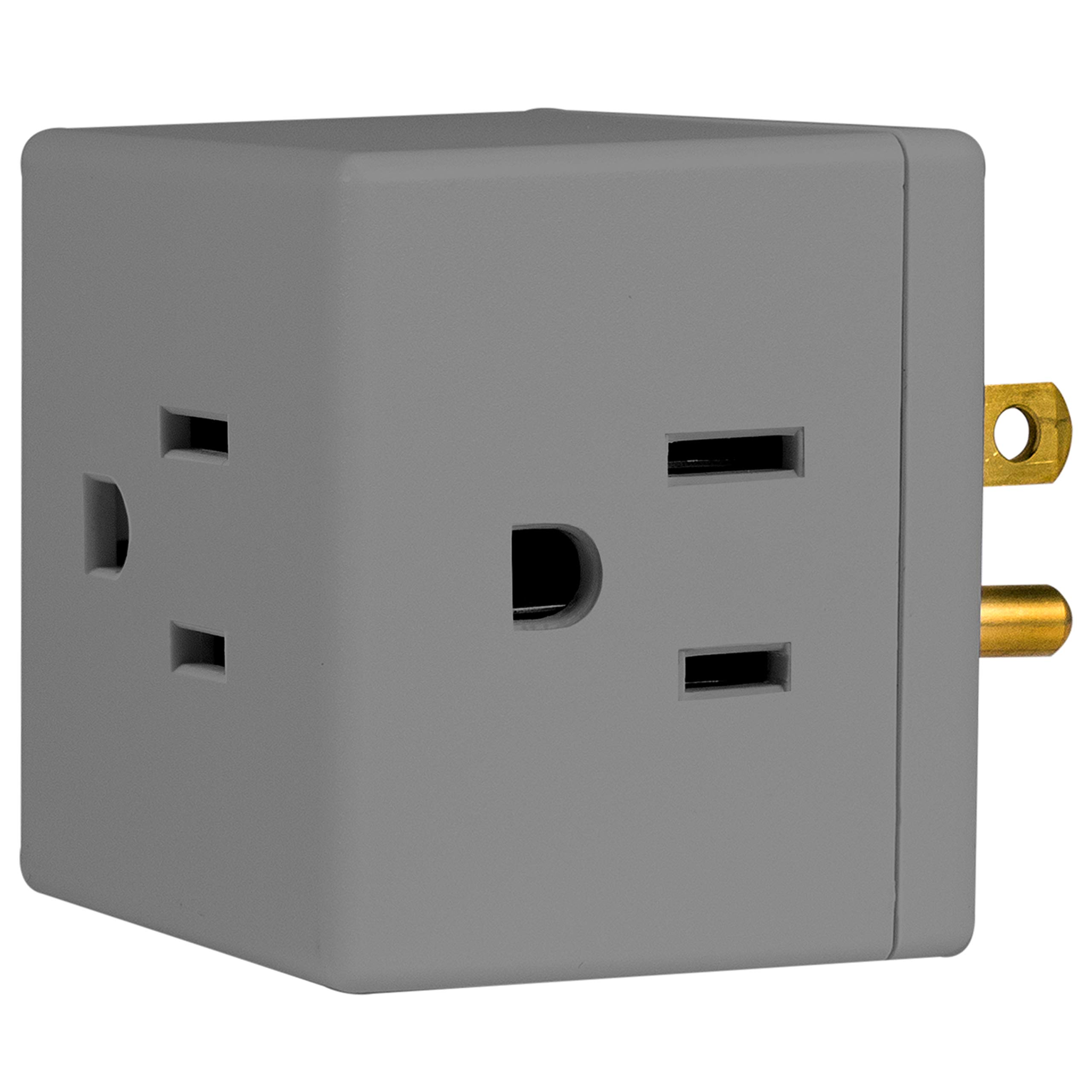 GE 3-Outlet Extender, 3 Pack, Grounded Wall Tap, Adapter Spaced, 3-Prong, Multiple Plug, Power Splitter, Cruise Essentials, Use for Home Office School Dorm, UL Listed, Grey, 47036 - Image 2