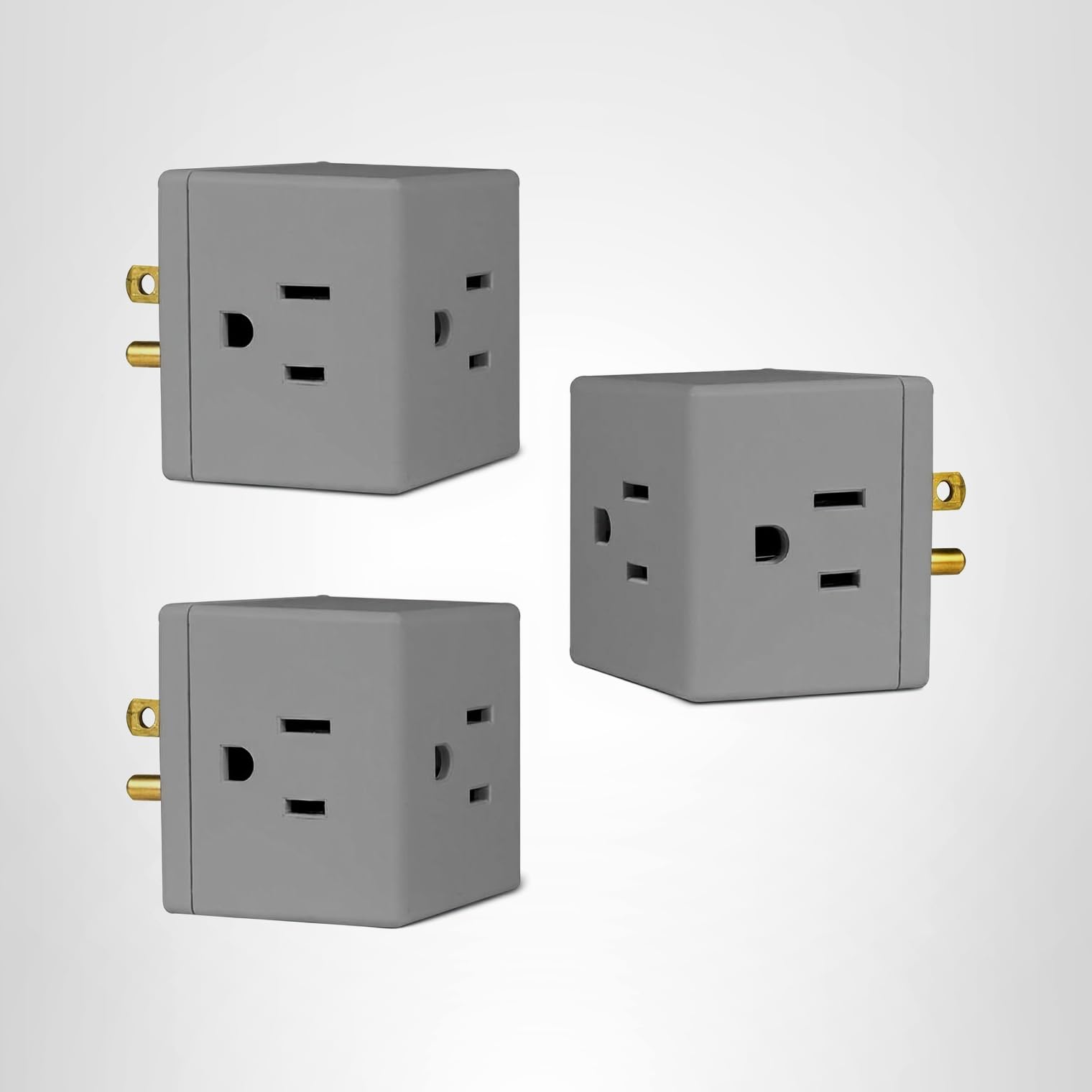 GE 3-Outlet Extender, 3 Pack, Grounded Wall Tap, Adapter Spaced, 3-Prong, Multiple Plug, Power Splitter, Cruise Essentials, Use for Home Office School Dorm, UL Listed, Grey, 47036 - Image 7