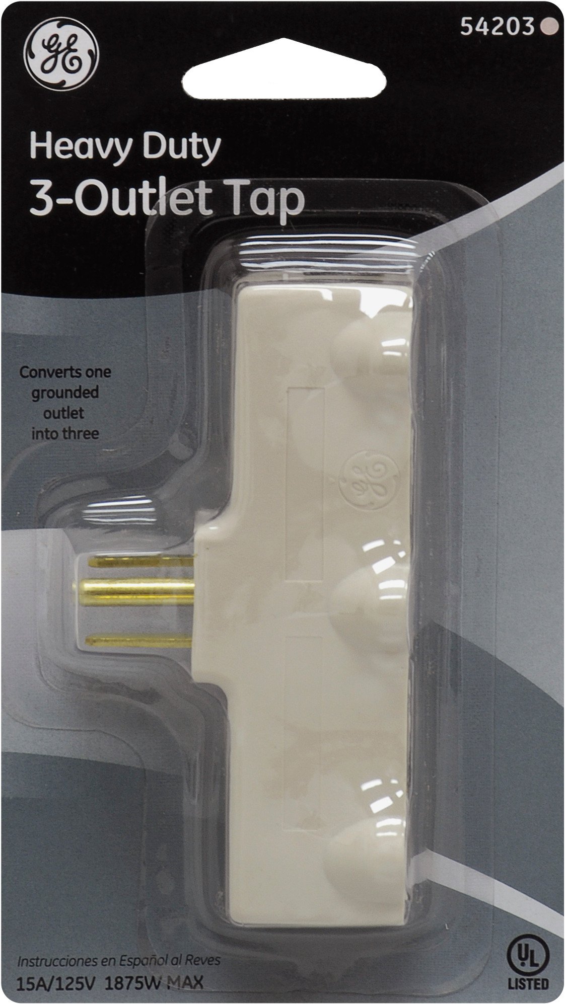 GE 3-Outlet Extender, Grounded Wall Tap, 3-Prong, Multiple Plug, Power Splitter, Cruise Essentials, Use for Home Office School Dorm, UL Listed, Light Almond, 54203 - Image 7