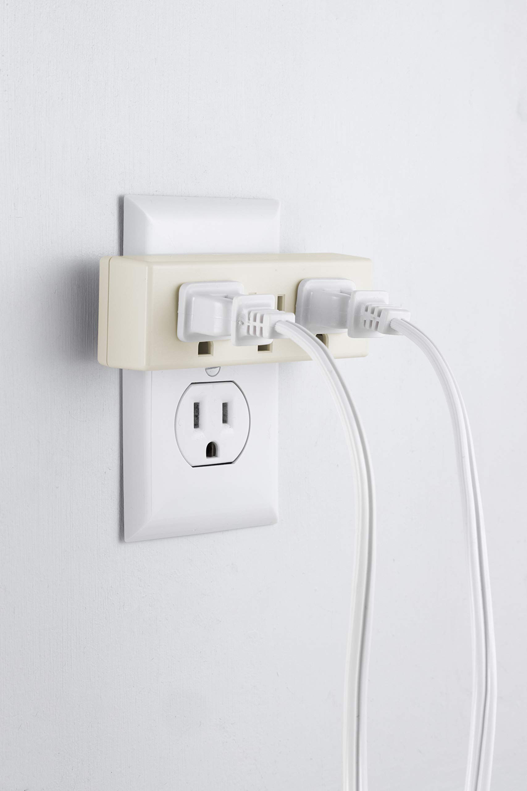 GE 3-Outlet Extender, Grounded Wall Tap, 3-Prong, Multiple Plug, Power Splitter, Cruise Essentials, Use for Home Office School Dorm, UL Listed, Light Almond, 54195 - Image 4