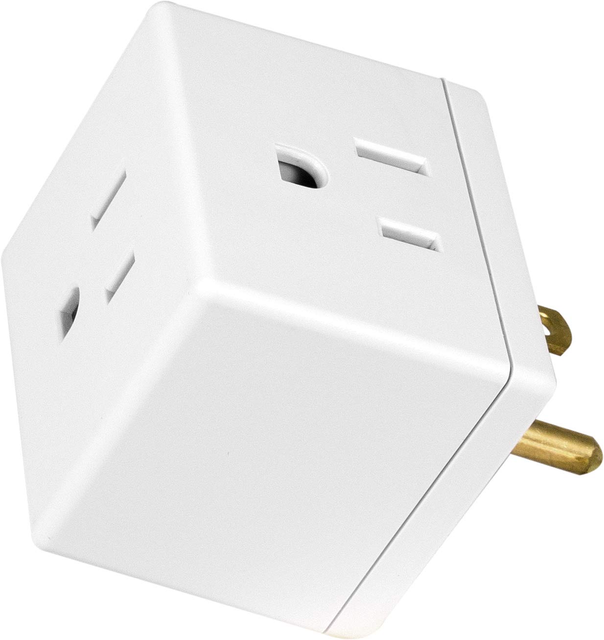 GE 3-Outlet Extender, Grounded Wall Tap, Adapter Spaced, 3-Prong, Multiple Plug, Power Splitter, Cruise Essentials, Use for Home Office School Dorm, UL Listed, White, 58368