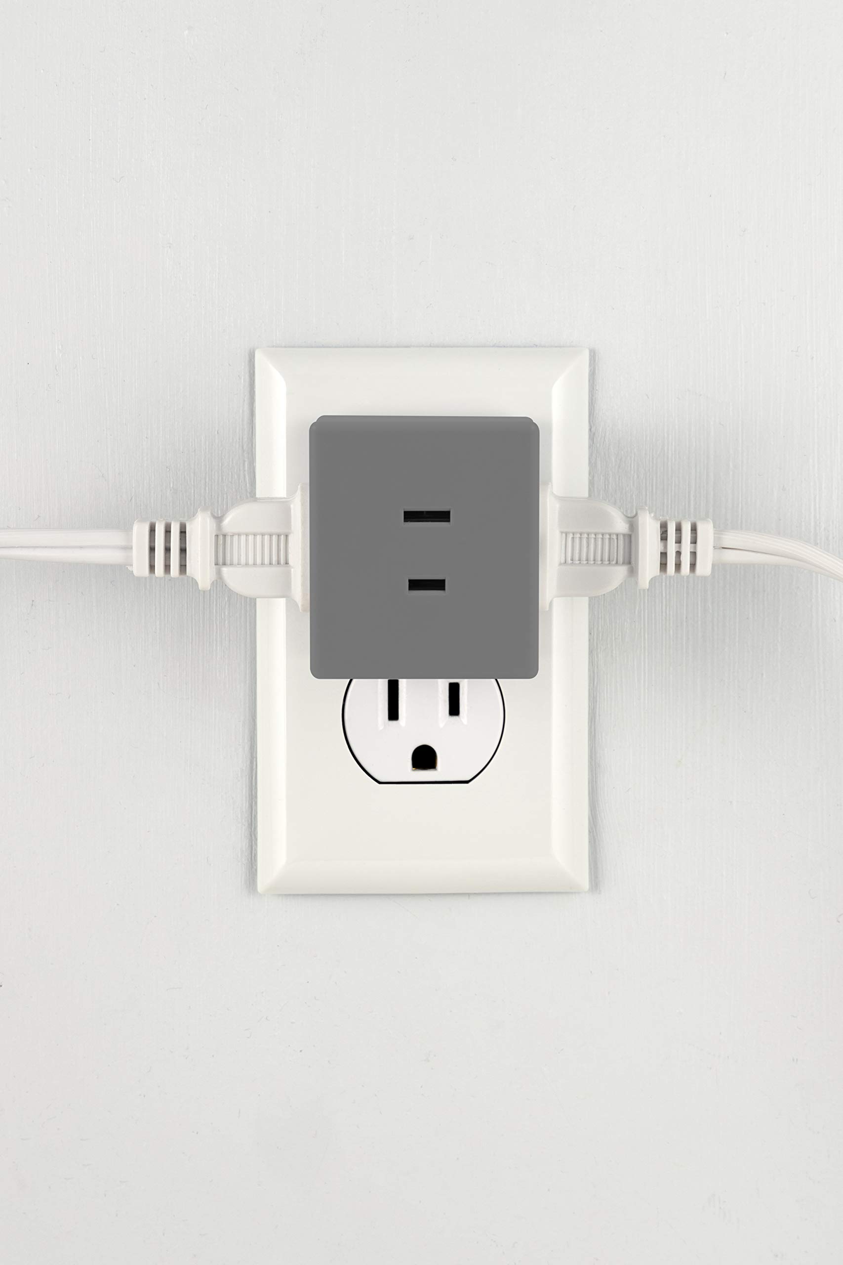 GE 3-Outlet Extender Wall Tap Cube, 5 Pack, Polarized, Adapter Spaced Outlets, Easy Access Design, 2-Prong, Perfect for Home or Travel, UL Listed, Gray, 50881 - Image 4