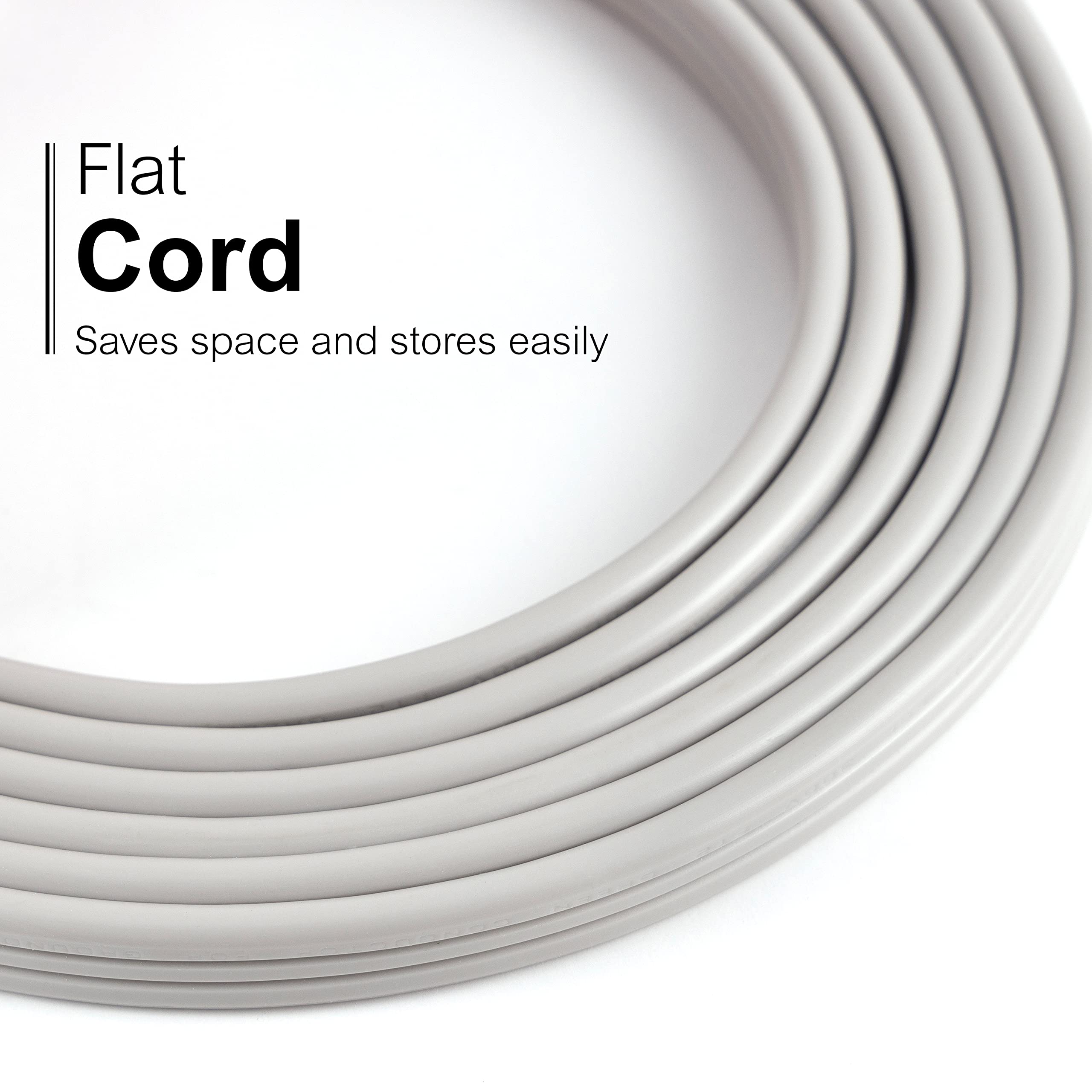 GE 3-Outlet Flat Extension Cord 3 Ft Grounded Extension Cord with Multiple Outlets 3 Prong Outlet Extender Flat Plug Indoor Power Strip 16 Gauge UL Listed Gray 69883 - Image 3