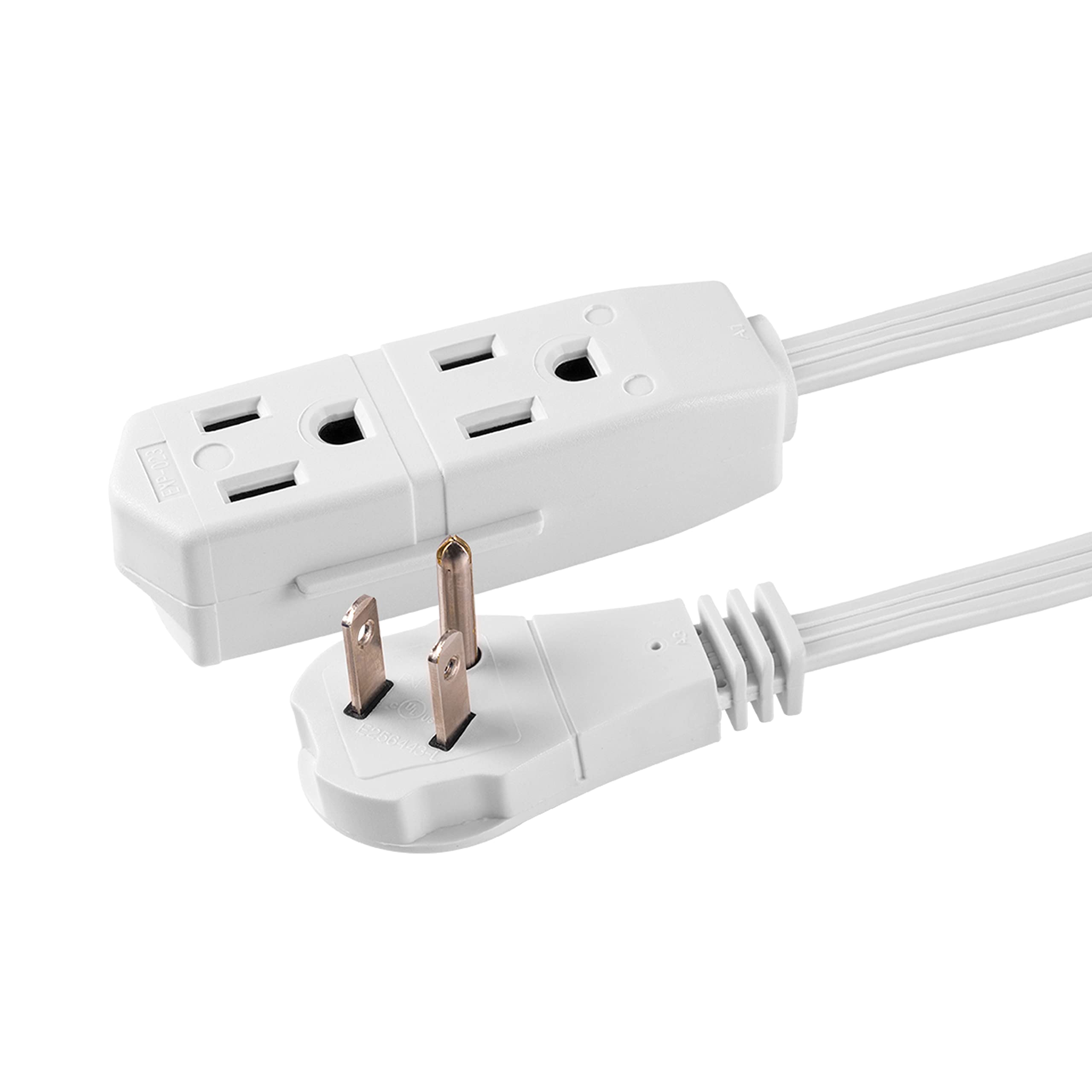 GE 3-Outlet Flat Extension Cord 8 Ft Grounded Extension Cord with Multiple Outlets 3 Prong Outlet Extender Flat Plug Indoor Power Strip 16 Gauge UL Listed White 50251 - Image 6