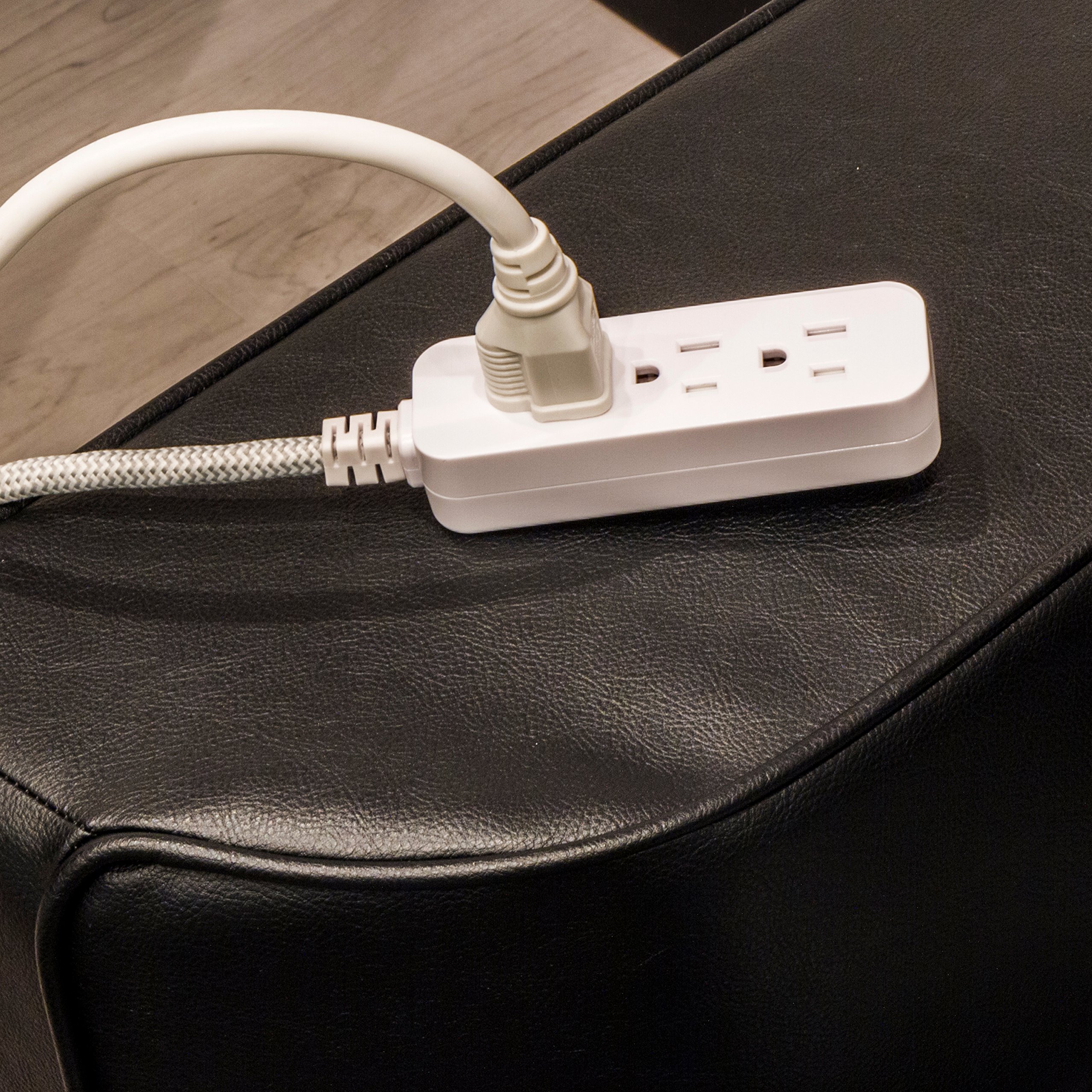 GE 3-Outlet Power Strip Surge Protector 15 Ft Braided Long Cord Extension Cord Surge Protector Power Strip Flat Plug Extension Cord 250 Joules UL Listed 10 Pack White 53264 - Image 6