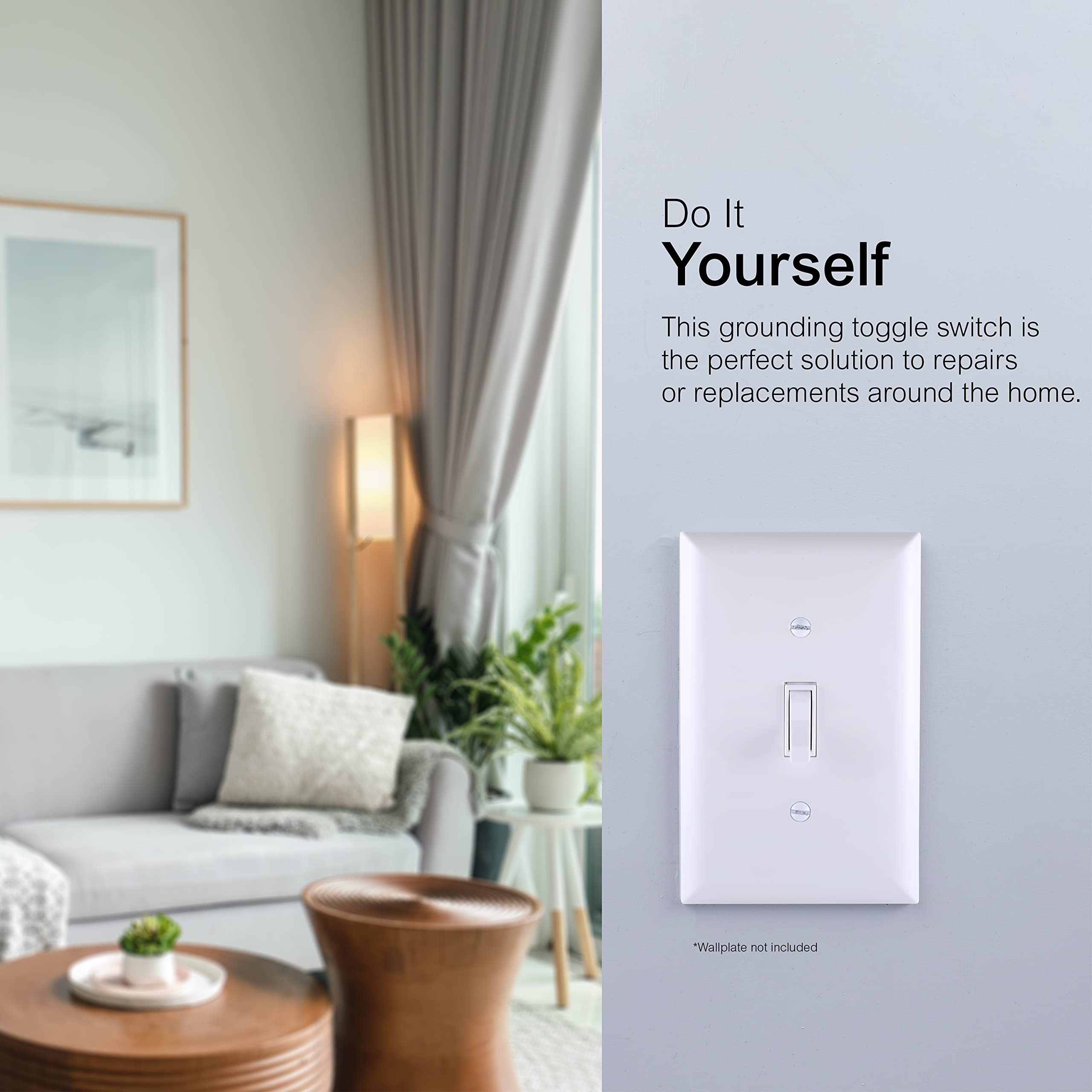 GE 3-Way Grounding Toggle Switch, in Wall On/Off Fan & Light Switch Replacement, 15 Amp, Great for Home, Office & Kitchen, UL Listed, White, 54172 - Image 4