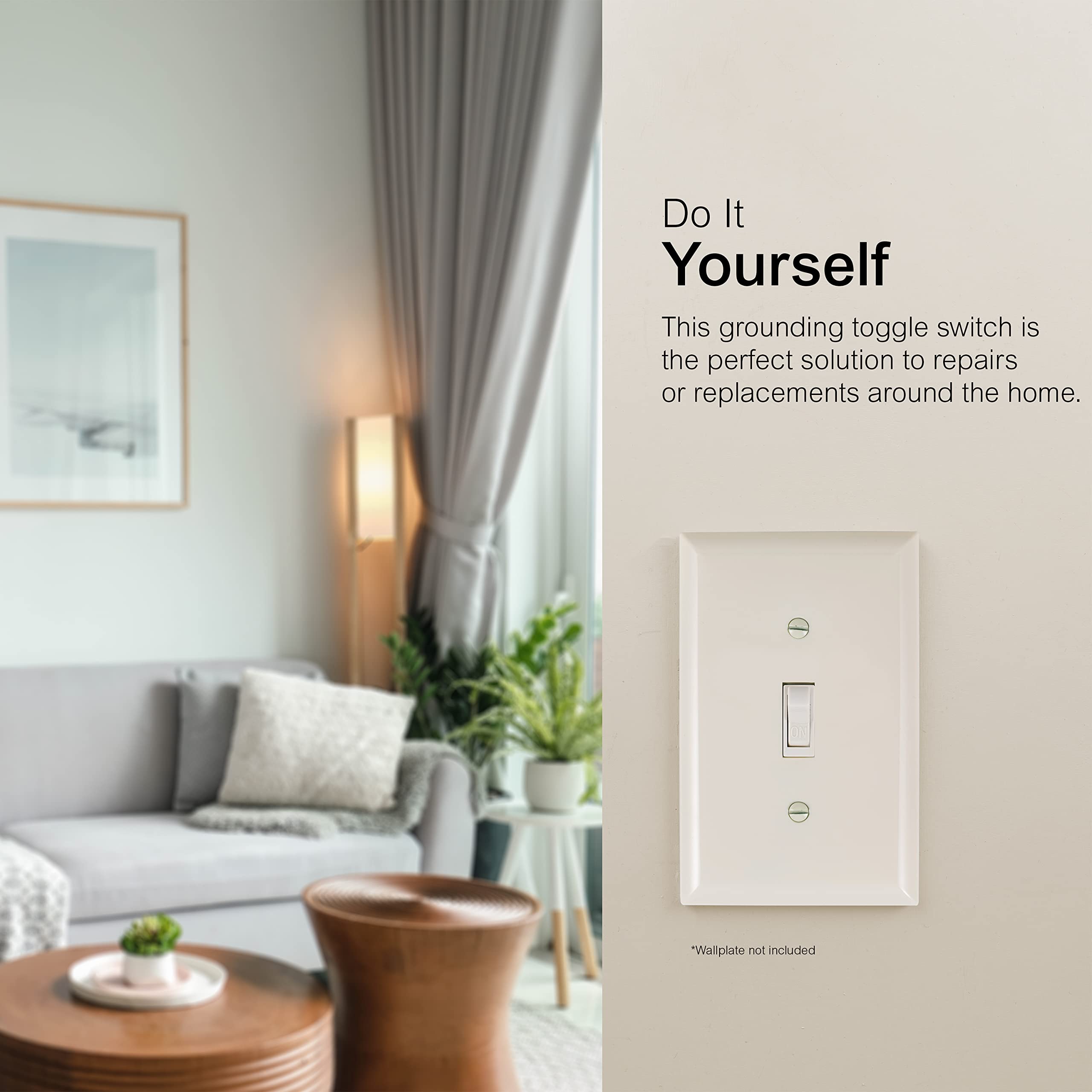GE 3-Way Grounding Toggle Switch, in Wall On/Off Fan & Light Switch Replacement, 15 Amp, Great for Home, Office & Kitchen, UL Listed, Light Almond, 18272 - Image 4