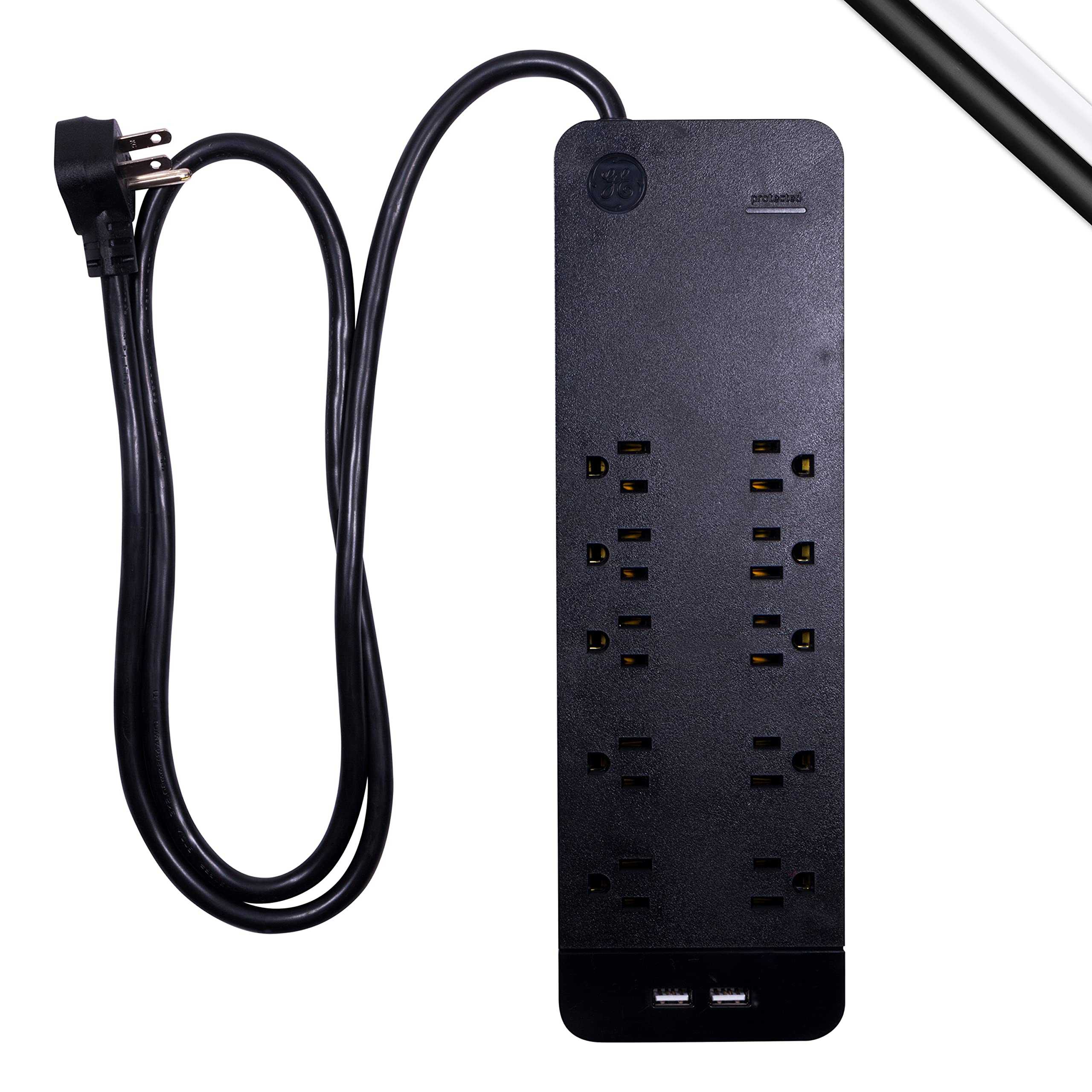 GE 37746 Ultra Pro Surge Protector 10 Outlets 4' Cord, Black