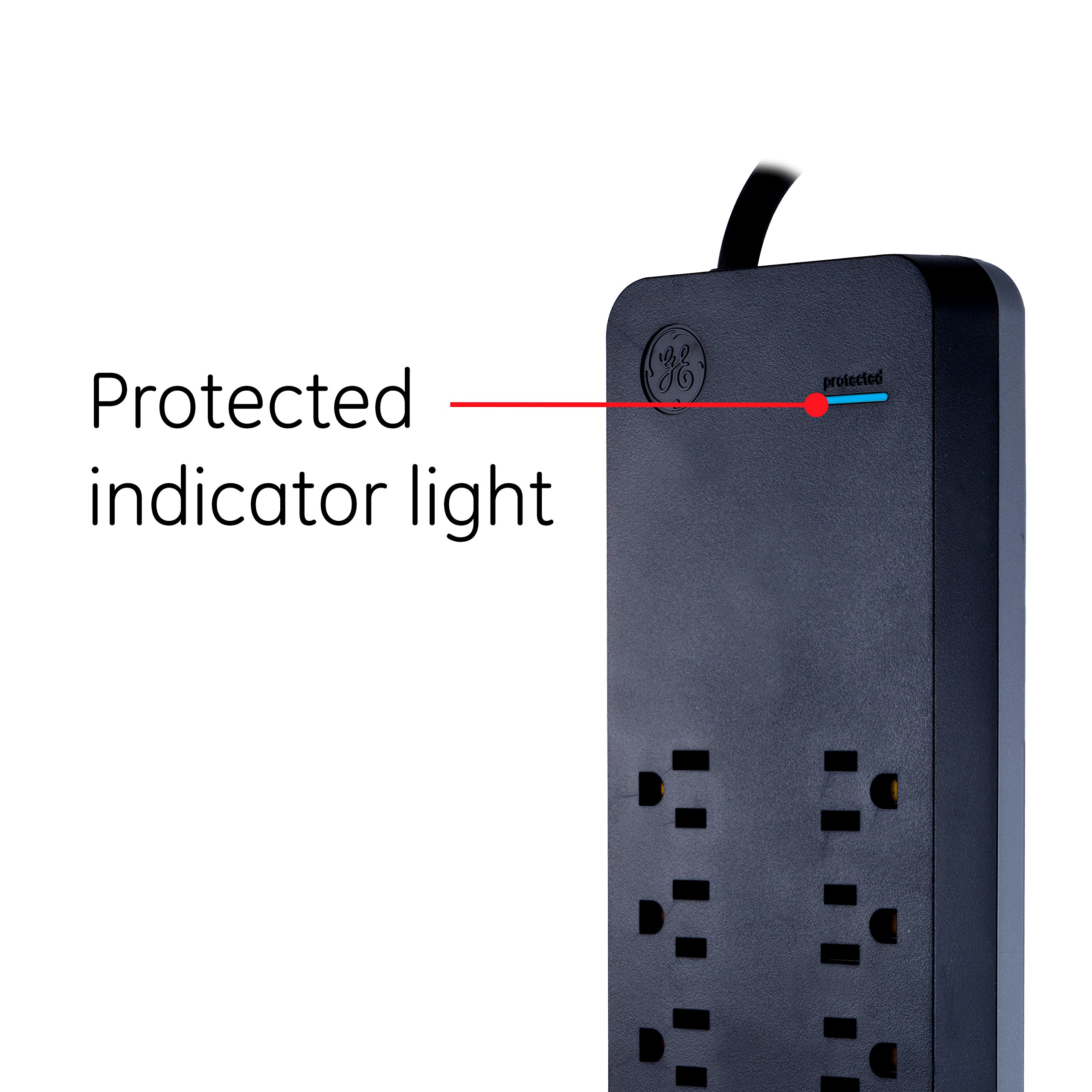GE 37746 Ultra Pro Surge Protector 10 Outlets 4' Cord, Black - Image 5