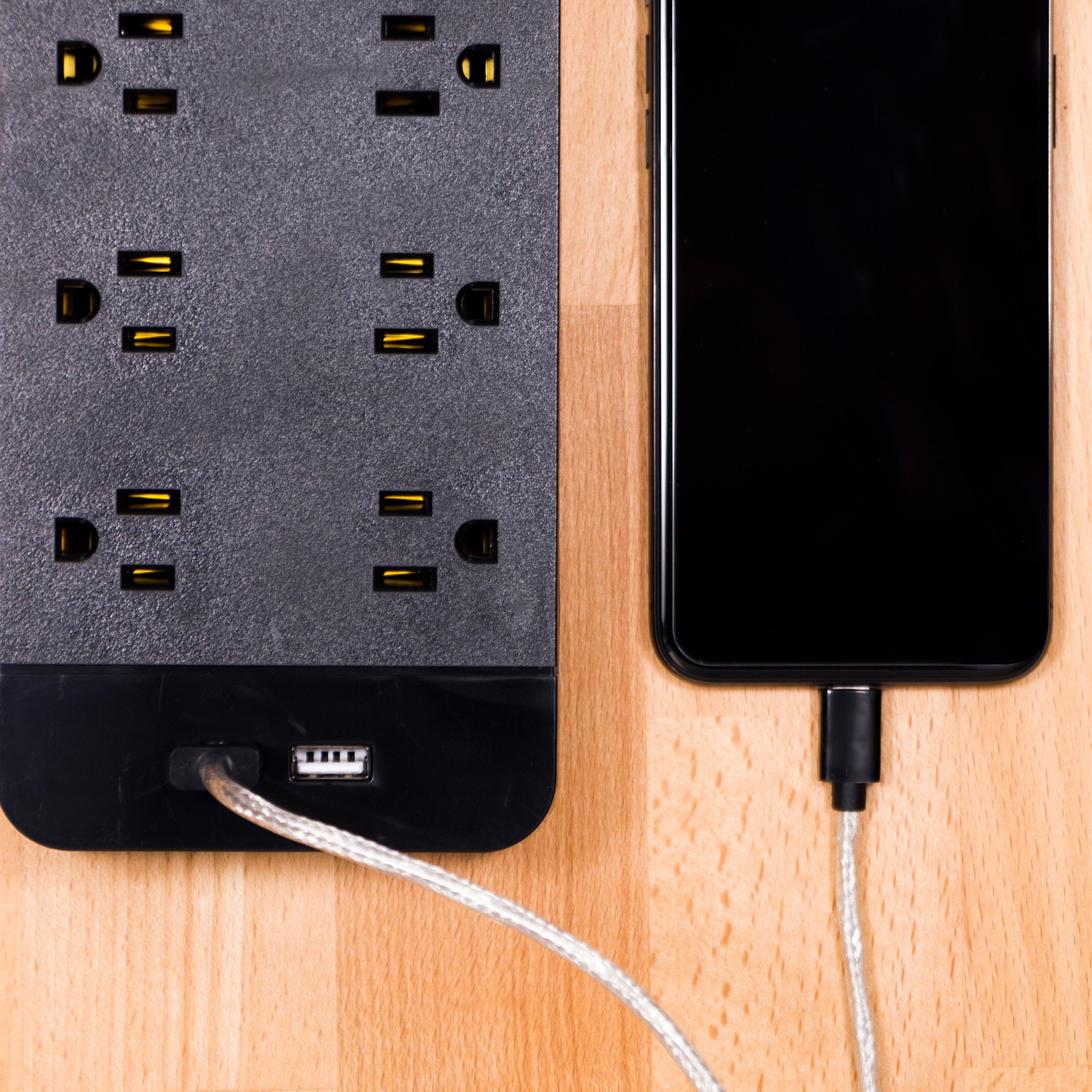 GE 37746 Ultra Pro Surge Protector 10 Outlets 4' Cord, Black - Image 7