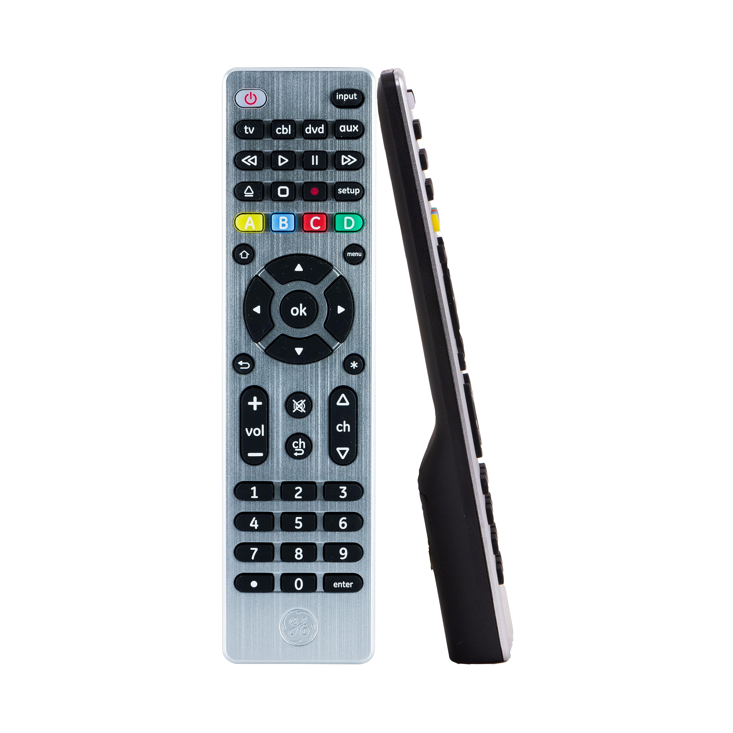 GE 4-Device Universal Remote Control, Designer Series, Brushed Nickel/Silver, 33709