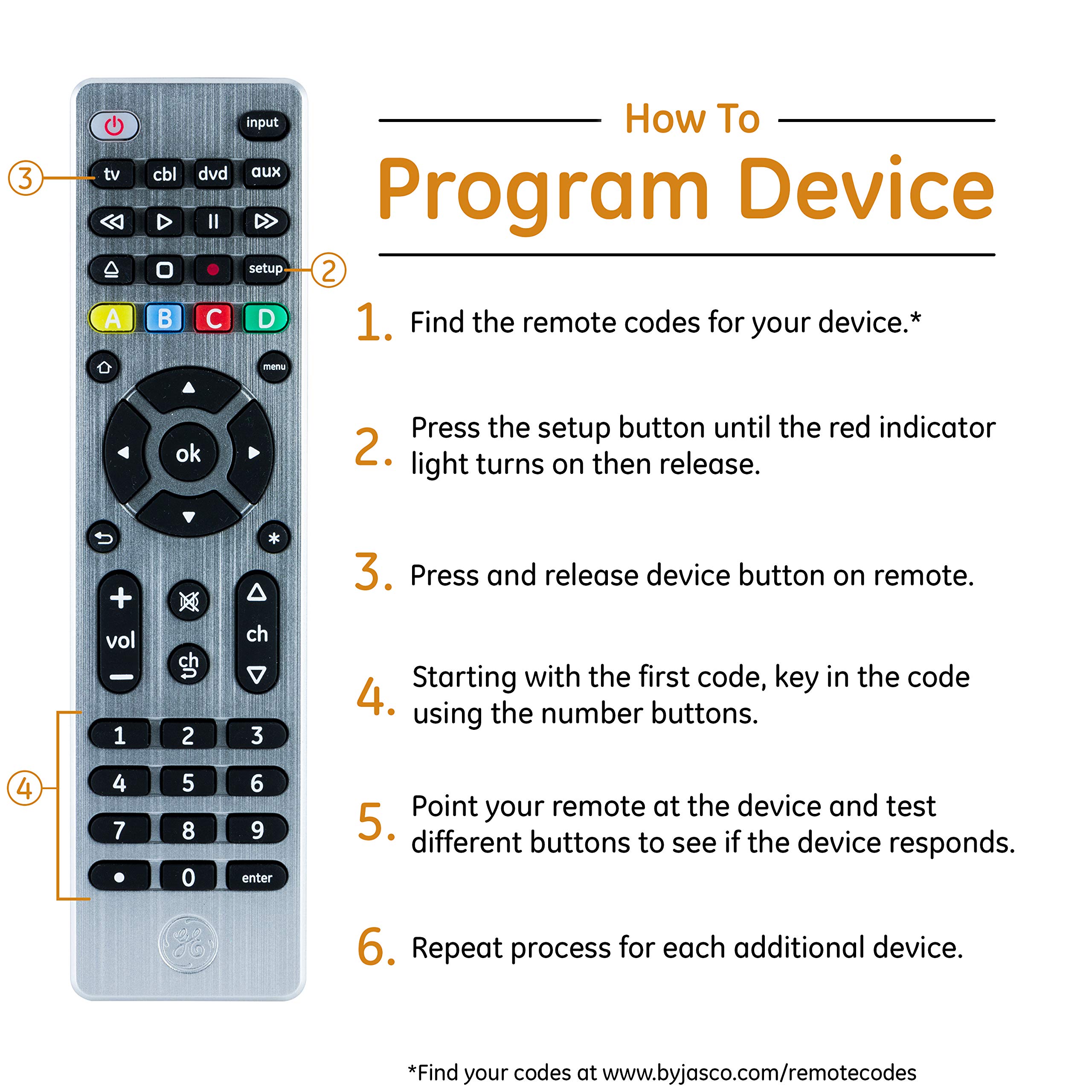 GE 4-Device Universal Remote Control, Designer Series, Brushed Nickel/Silver, 33709 - Image 4