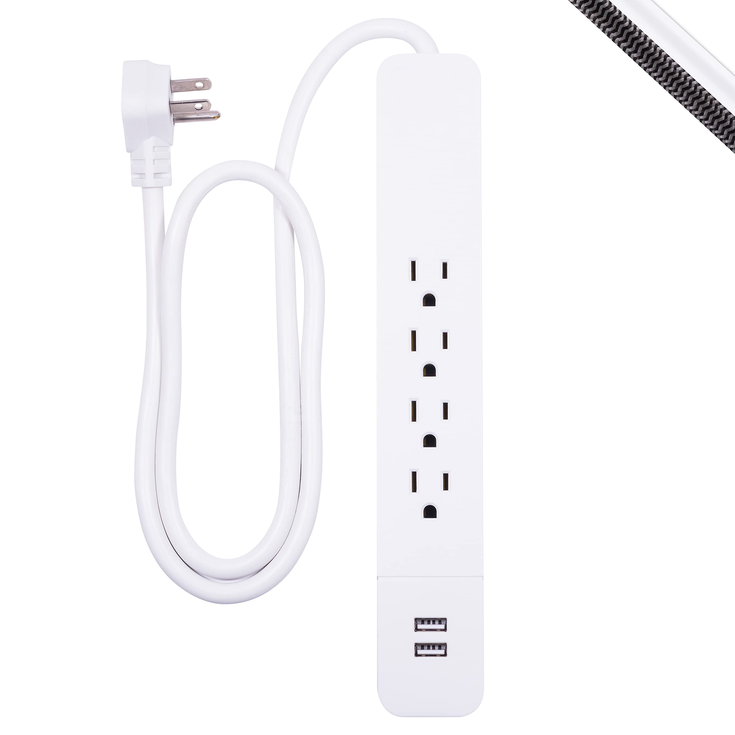 GE 4-Outlet Surge Protector, 2 USB Ports, 3 Ft Power Cord, 560 Joules, Flat Plug, Automatic Shutdown Technology, Circuit Breaker, Warranty, ETL Listed, Black, 37212