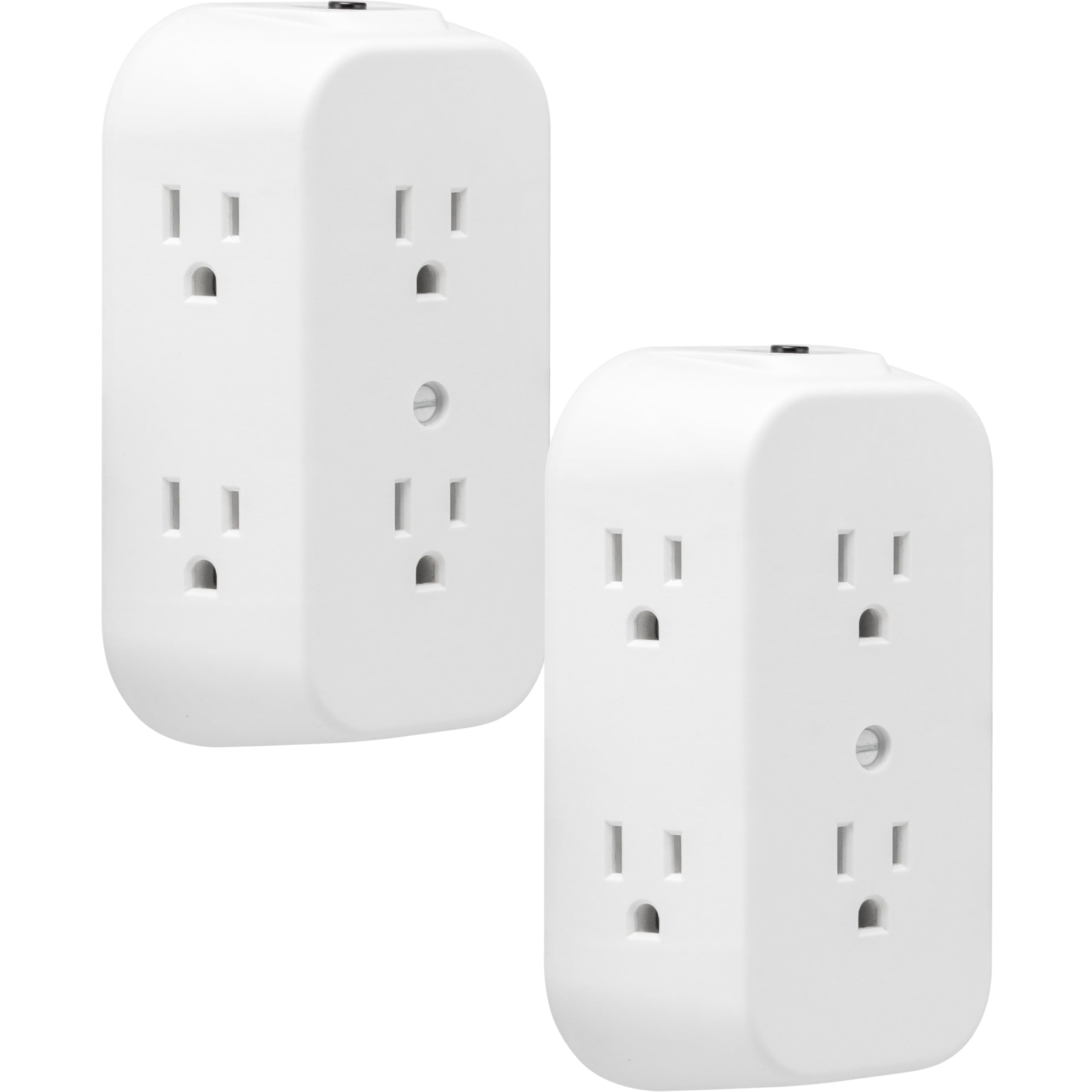 GE 6-Outlet Extender, 2 Pack, Grounded Wall Tap, Reset Button, Circuit Breaker, Adapter Spaced Outlets, 3-Prong, Multiple Plug, Quick and Easy Install, Cruise Essentials, UL Listed, White, 46854