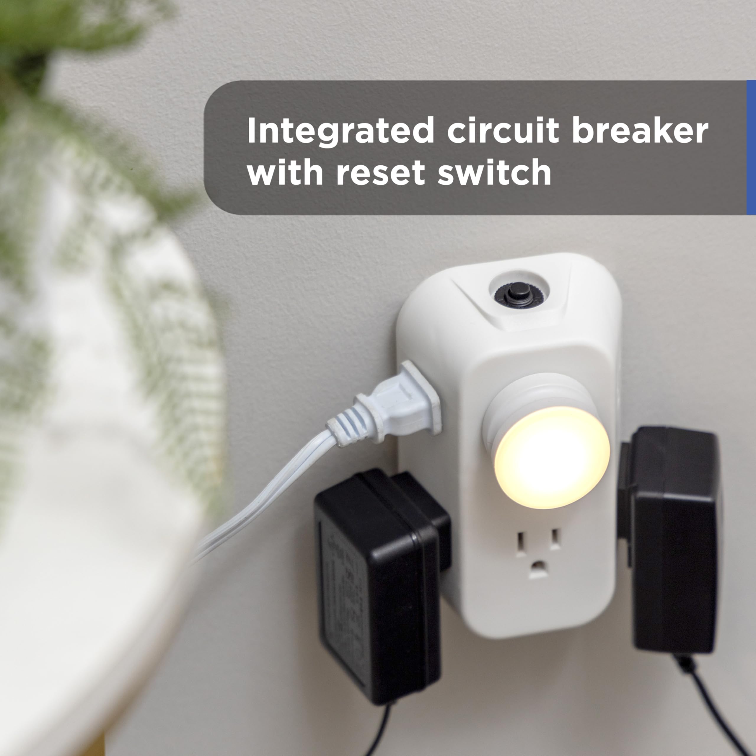 GE 6-Outlet Extender, Grounded Wall Tap, Reset Button, Circuit Breaker, Adapter Spaced Outlets, 3-Prong, Multiple Plug, Quick and Easy Install, Cruise Essentials, ETL Listed, White, 56575 - Image 5