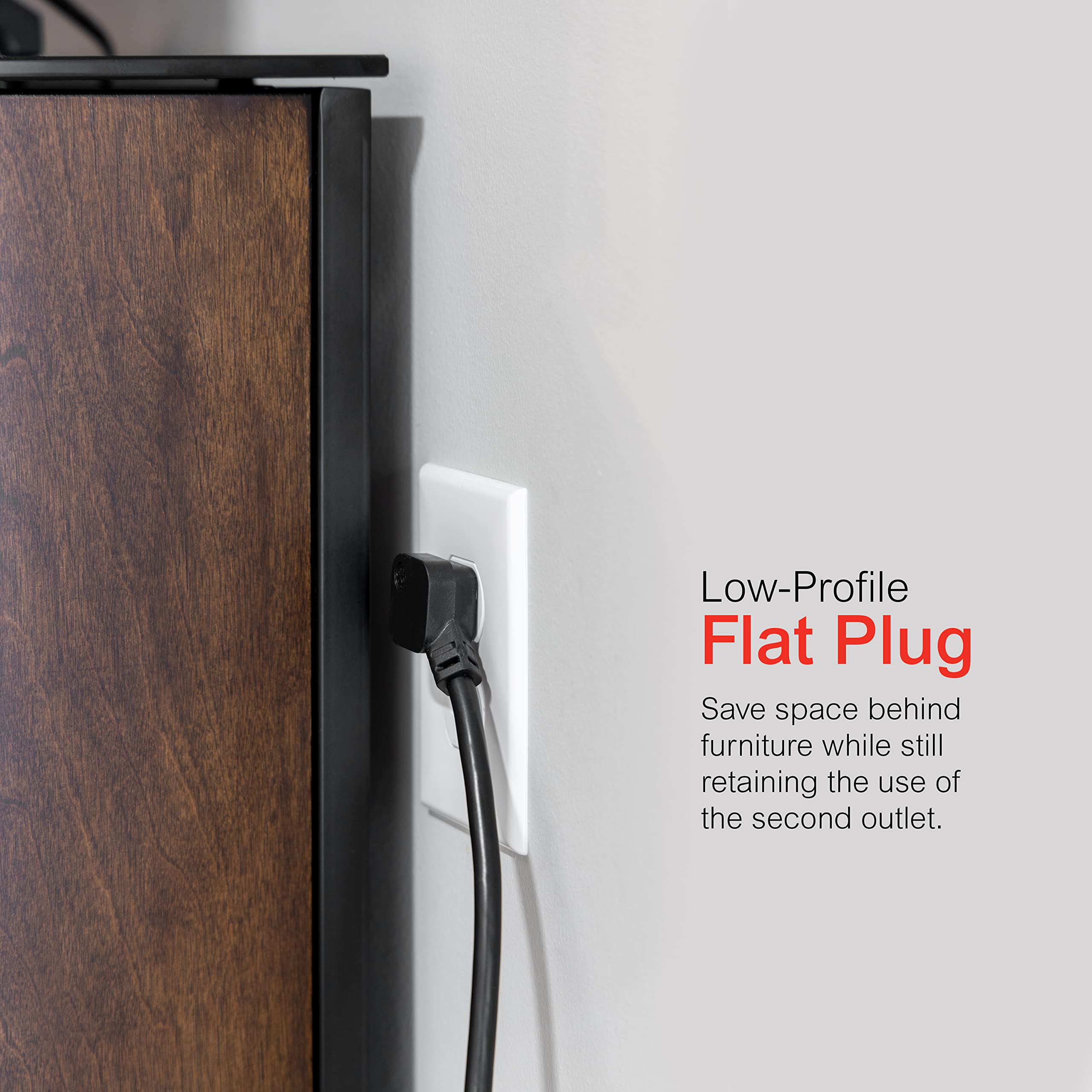 GE 6-Outlet Power Strip, 7 Ft Power Cord, Flat Plug, 3 Prong Outlet, UL Listed, Black - Image 6