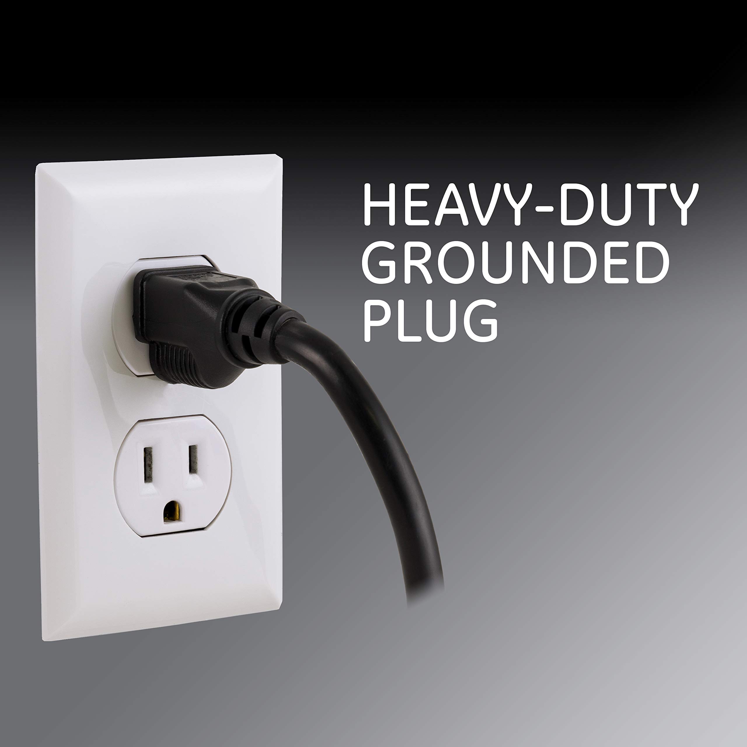 GE 6-Outlet Surge Protector, 3 Ft Extension Cord, Power Strip, 800 Joules, Heavy Duty Plug, Twist-to-Close Safety Covers, Protected Indicator Light, UL Listed, Black, 47224 - Image 3