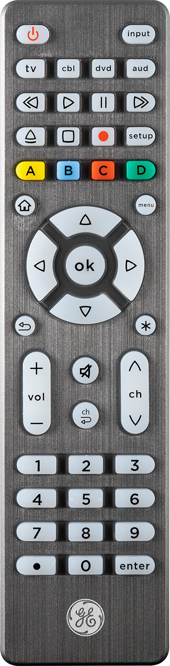 GE Backlit Buttons Universal Remote Control, Samsung TV Remote Control Replacement, Samsung Remote Control for Smart TV, Roku Remote Replacement, Vizio, LG TV, Sony, Apple TV, 4-Device, Graphite, 48848 - Image 4