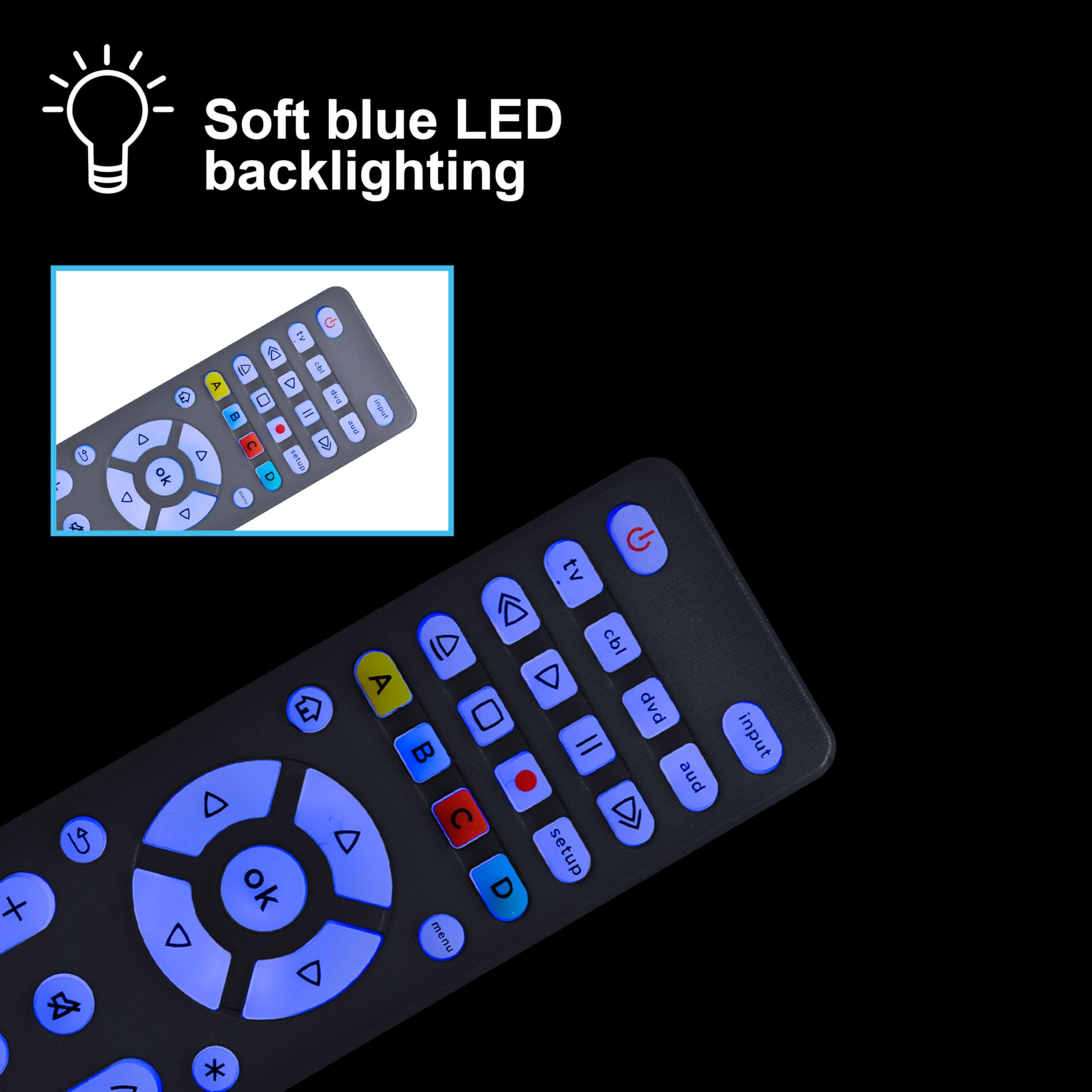 GE Backlit Buttons Universal Remote Control, Samsung TV Remote Control Replacement, Samsung Remote Control for Smart TV, Roku Remote Replacement, Vizio, LG TV, Sony, Apple TV, 4-Device, Graphite, 48848 - Image 7