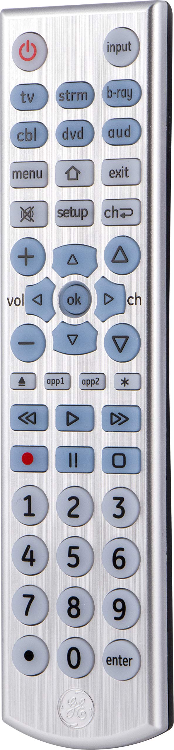 GE Big Button Backlit Universal Remote Control for Samsung, Vizio, Lg, Sony, Sharp, Roku, Apple TV, TCL, Panasonic, Smart TVs, Streaming Players, Blu-Ray, DVD, 6-Device, Silver, 33712 - Image 11