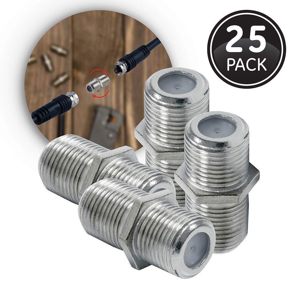 GE Coaxial Cable Extension Adapter Couplers, 25-Pack, Works on F-Type RG59 RG6 Coax Cables, Connects Two Coaxial Cables to Extend Length, Female-to-Female Connectors, with Resealable Bag, 51245 - Image 6