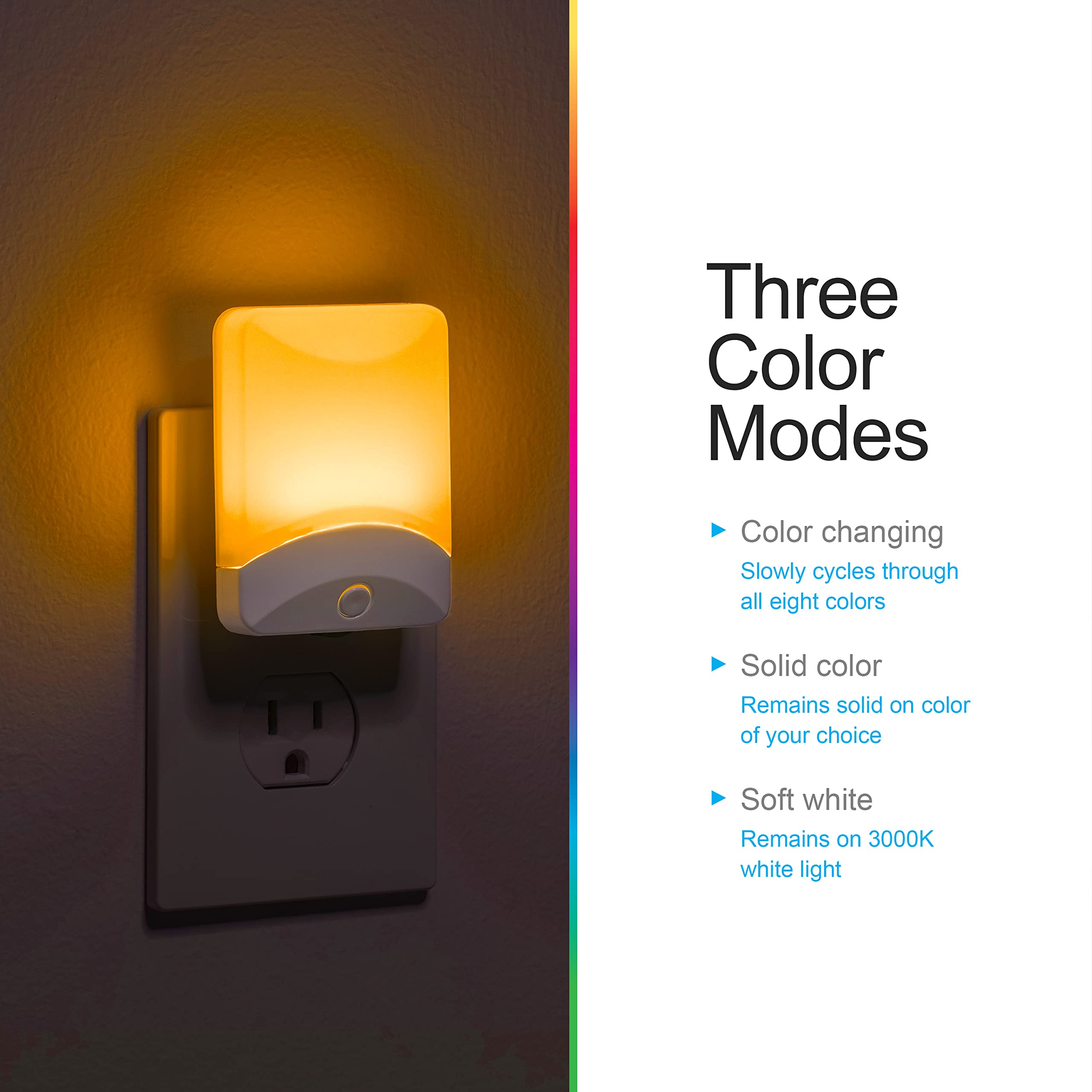 GE Color Changing LED Night Light for Kids, Dusk to Dawn Sensor, Home Decor Apartment Essentials, Wall Lights for Bedroom, Ambient Lighting, Nightlights Plug in, 1 Pack, 34693 - Image 4
