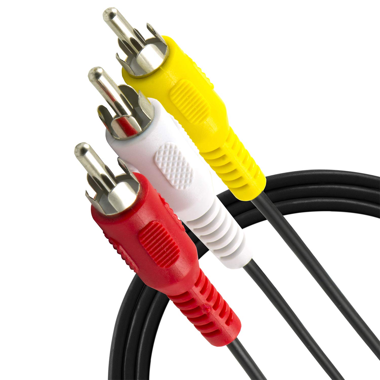 GE Composite Audio/Video Cable, 6 ft. 4 Pack, RCA Style Plugs 3-Male to 3-Male, Low Loss, for TV, VCR, DVD, Satellite, and Home Theater Receivers, 63536