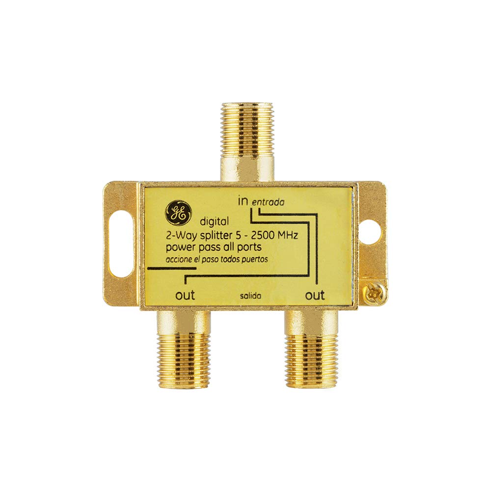 GE Digital 2-Way Coaxial Cable Splitter, 2.5 GHz 5-2500 MHz, RG6 Compatible, Works with HD TV, Satellite, High Speed Internet, Amplifier, Antenna, Gold Plated Connectors, Corrosion Resistant, 33526 - Image 6