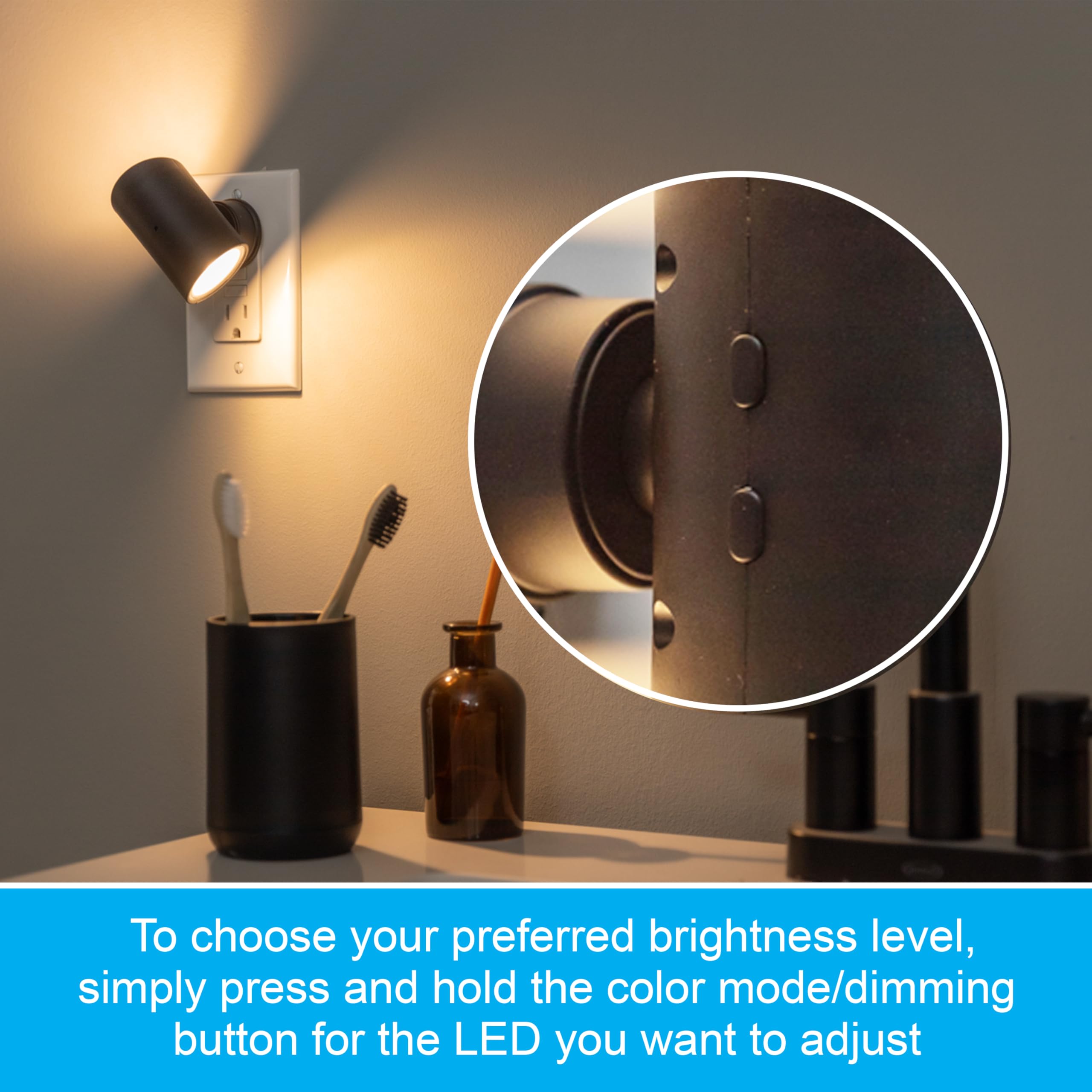 GE Directional LED Swivel Sconce Night Light, Plug-in, Color-Changing & Dimmable, Warm White, Dusk-to-Dawn Sensor, Adjustable for Hallway, Bedroom, Stairway – 1 Pack (82573) - Image 4