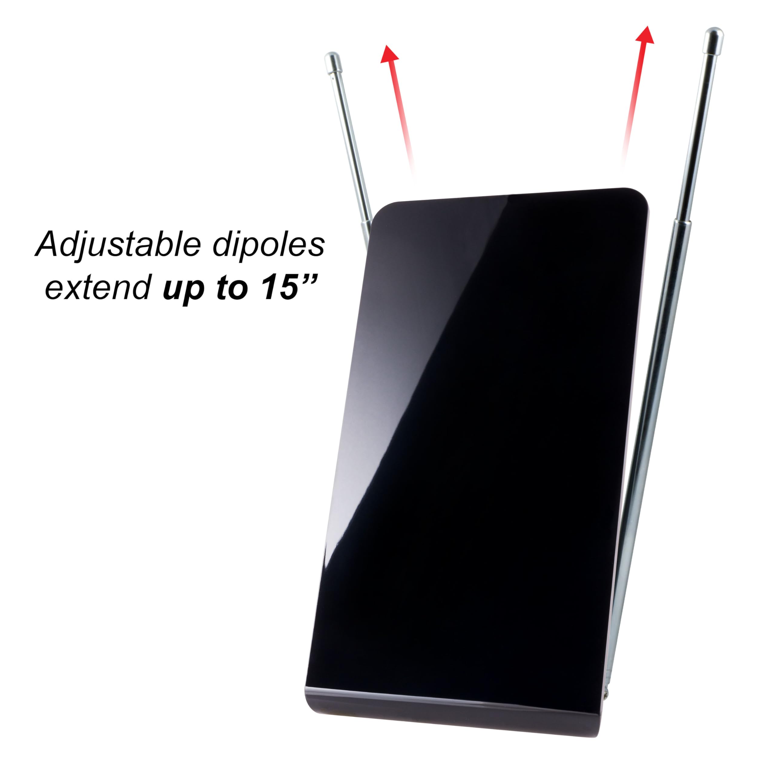 GE Flat Panel Indoor HD Digital TV Antenna, Long Range Smart TV Antenna, Supports 4K 1080P HD Smart TV VHF UHF, Extendable Dipole Rabbit Ears, Adjustable Stand, 5ft Coax HDTV Cable, 33681 - Image 5