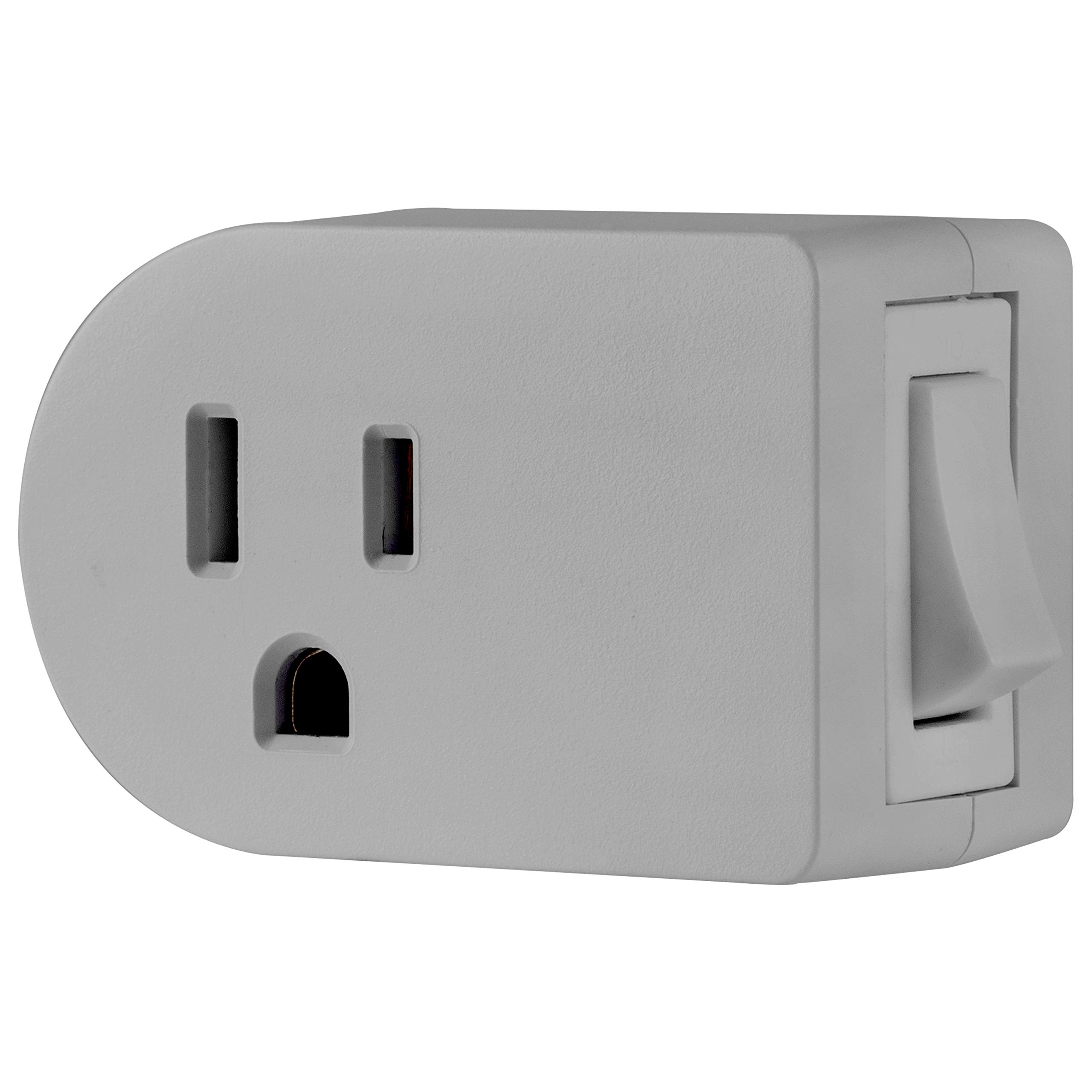 GE Grounded On/Off Power Switch, Plug-In, Energy Efficient, Space Saving Design, UL Listed, Gray, 45203