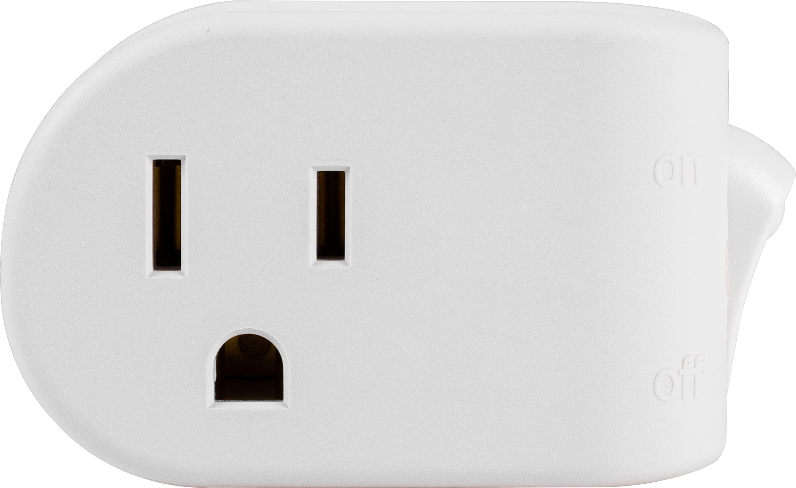 GE Grounded On/Off Power Switch, Plug-In, White, Energy Efficient, Space Saving Design, UL Listed, 15A, 120VAC, 1800W, 25511