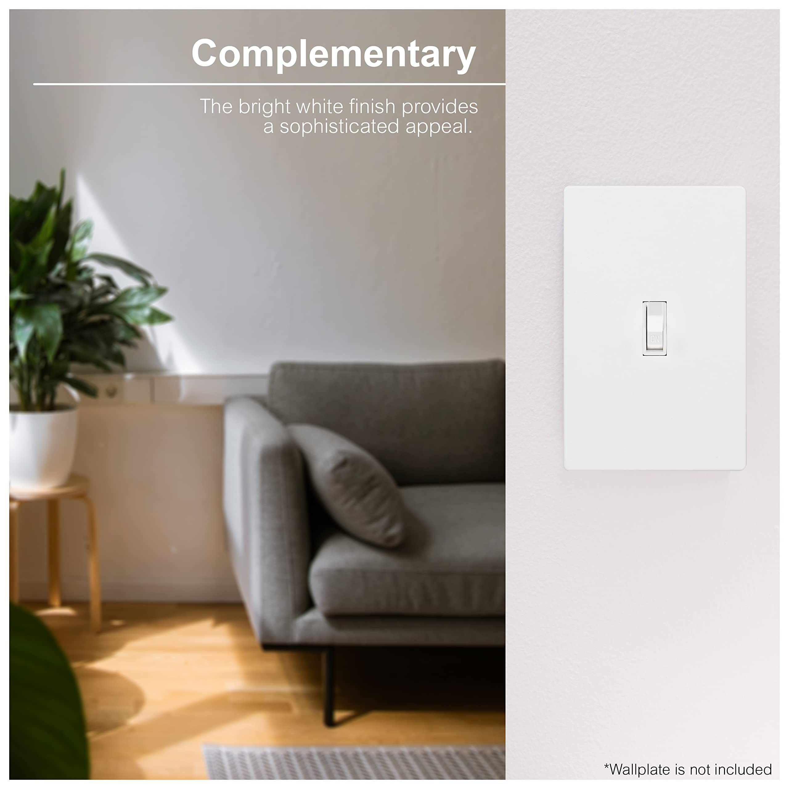 GE Heavy-Duty, Single Pole, in-Wall, Light, Fan, One Switch Circuits, Self-grounding Clip, Easy to Install, 20A/120V AC, UL Listed, White, 42160 - Image 4