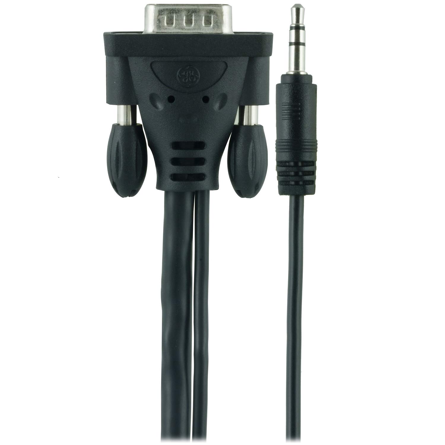 GE Home Electrical GE VGA SVGA Cable, Audio, Video, 6 Foot Cable, Male to Male Connectors, Ferrite Core, Use for Projectors, Monitors, Computers, HDTVs, Graphics Card, Black, 33766