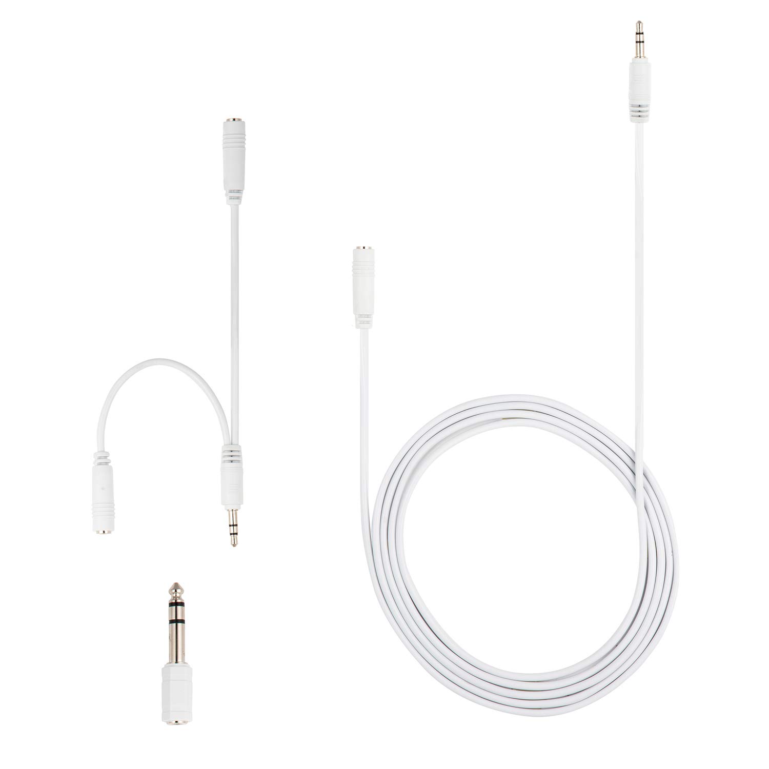 GE Home Electrical Headphone Adapter Kit, 3.5mm, Stereo Adapter, Extension Cable, and Audio Splitter, White, for Headphones, Stereo, MP3, Tablets, Smartphones and More, 34509 Line Cable | White