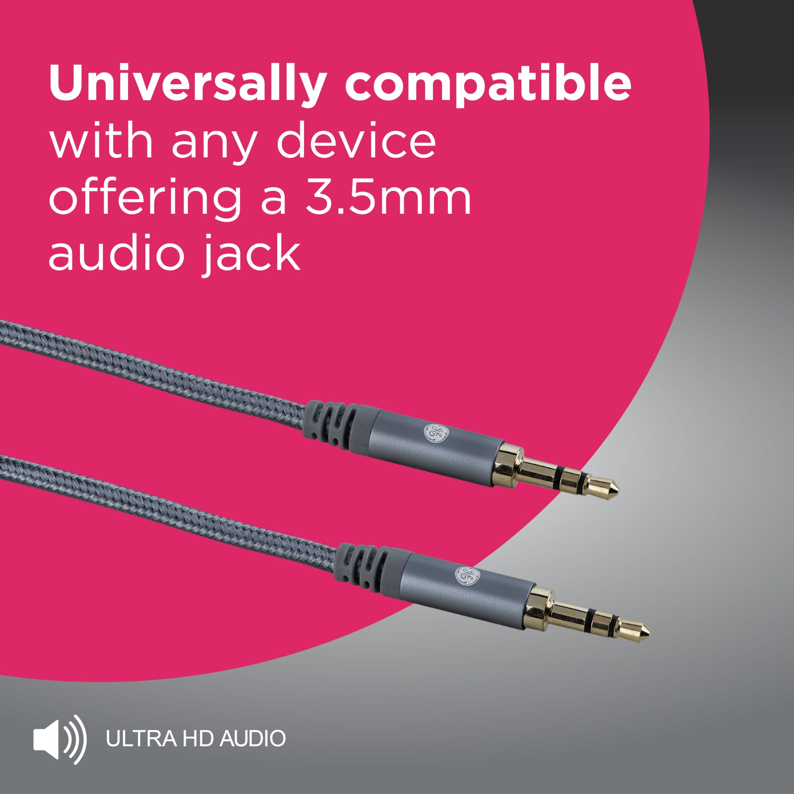 GE Home Electrical Pro 3.5mm Auxiliary Cable, 3ft Audio Cord, Premium Aux Cord for Car, Phone/Tablet, iPad, Home Stereo System and More, 33523 - Image 5